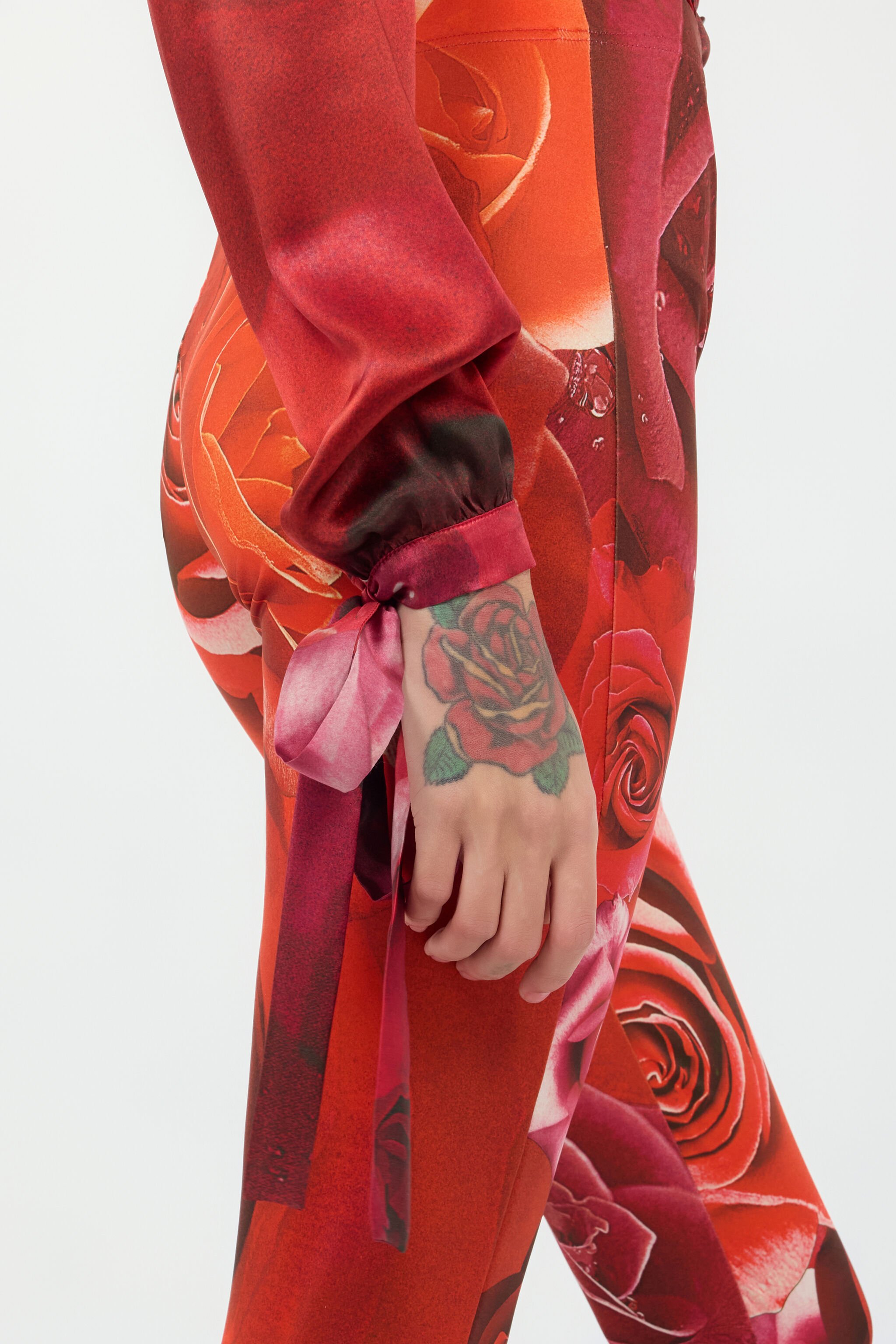 RC Bodysuit Shirt With Garden Rose Print Red UKT706-RYN48