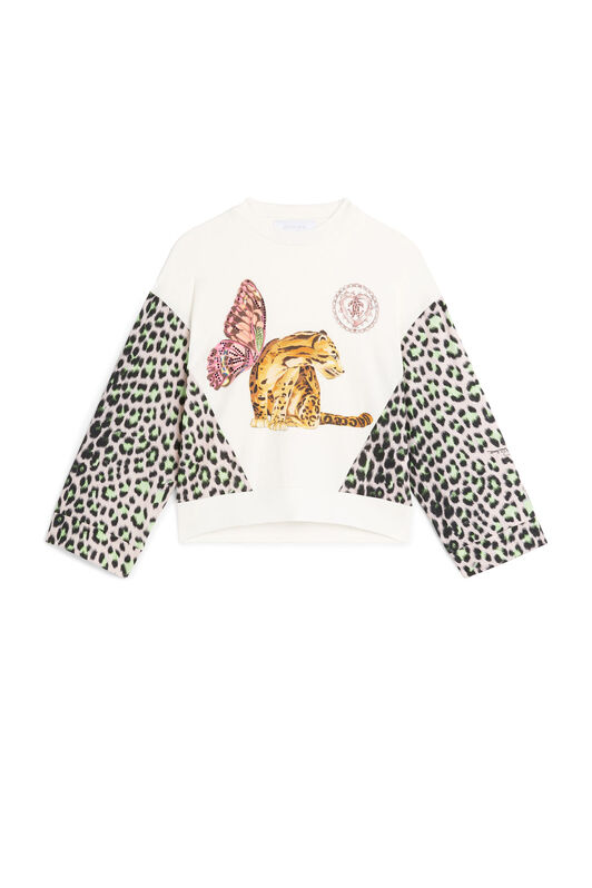 JU Leopard-print panelled sweatshirt JU Leopard-print panelled sweatshirt MILKY WHITE LJT600-JV025