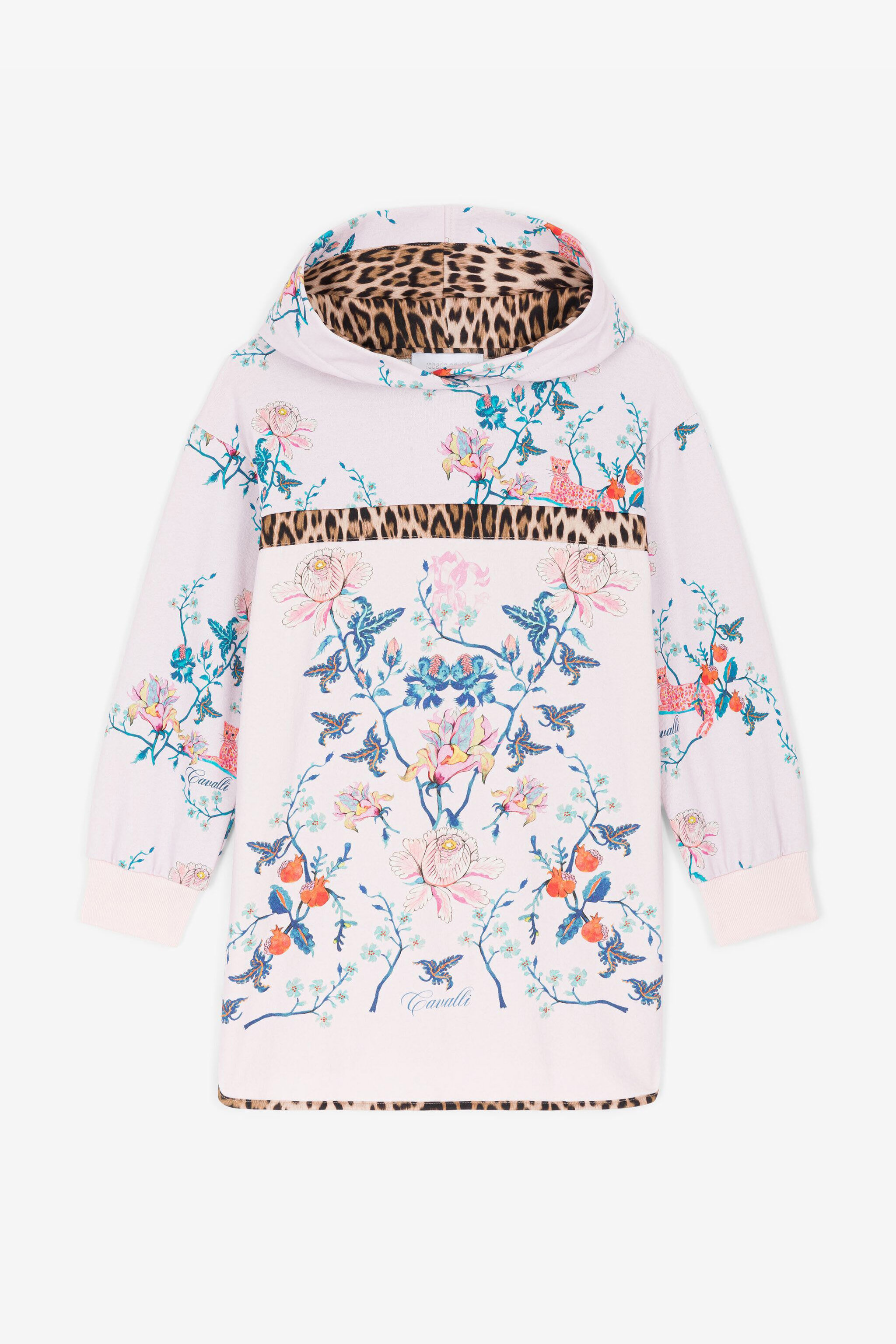 JU Sweat à capuche en coton à imprimé floral Rose RJT927-5OG85