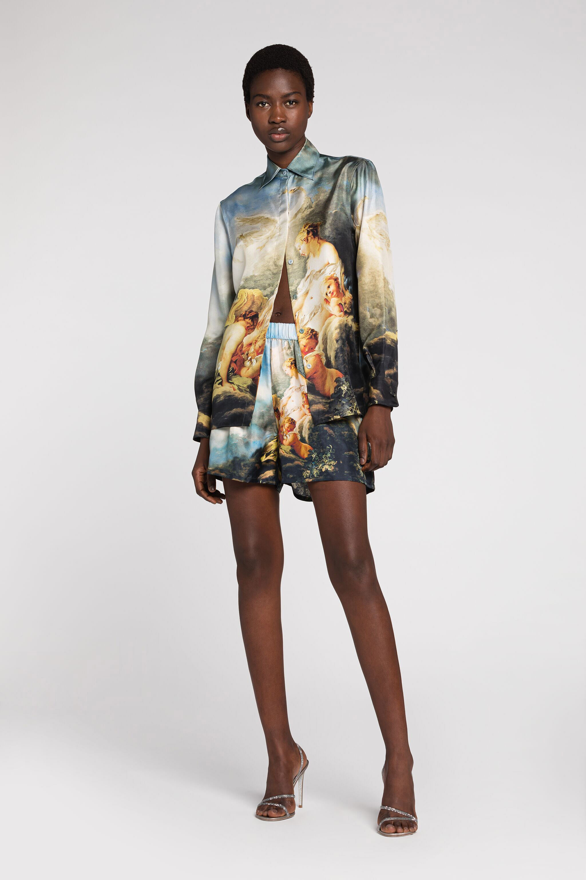 RC Painting-Print Silk Shirt Light blue QWT704-4QG38