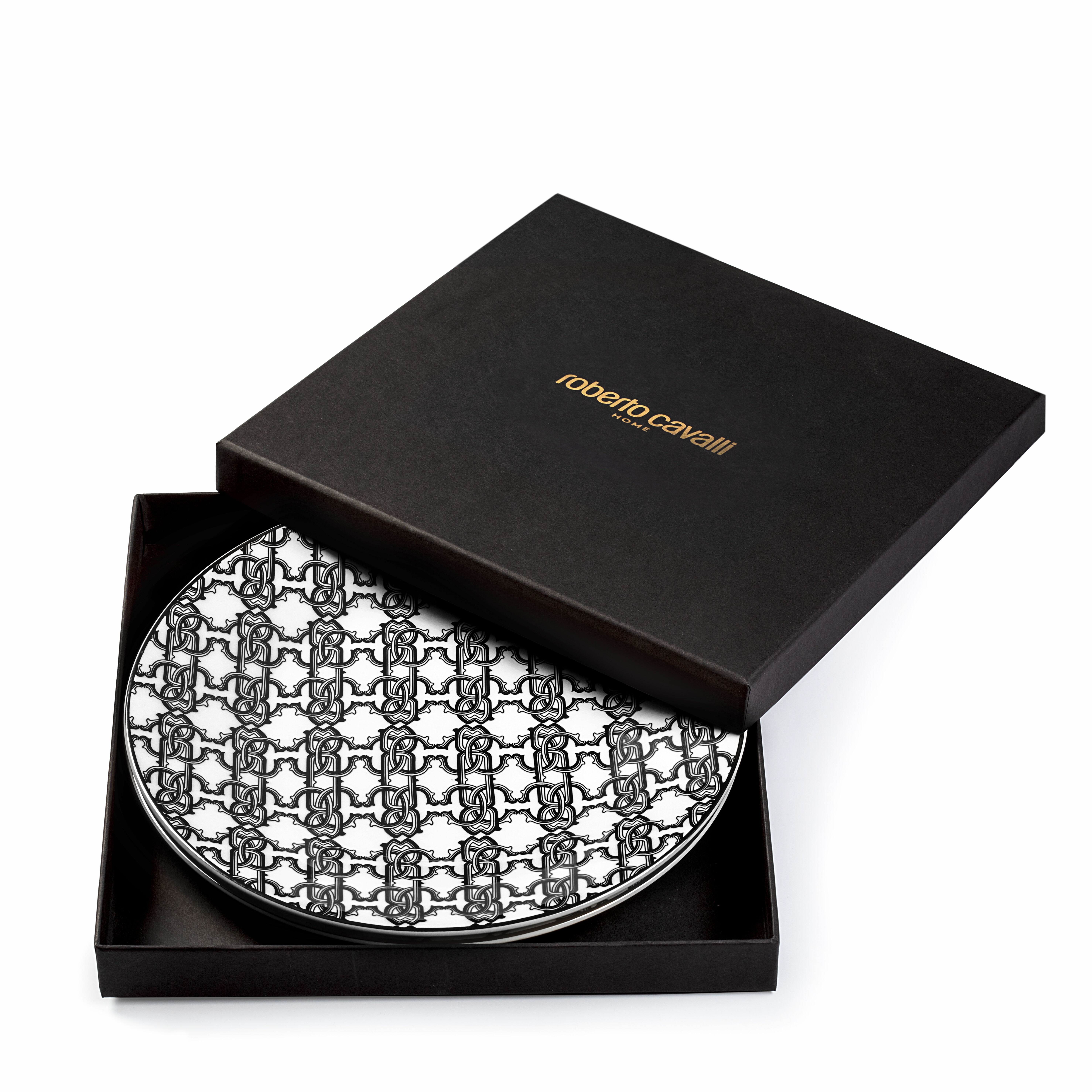 HO Monogram Black 2 Fruit Plates MONOGRAM BLACK RALA14-IA019