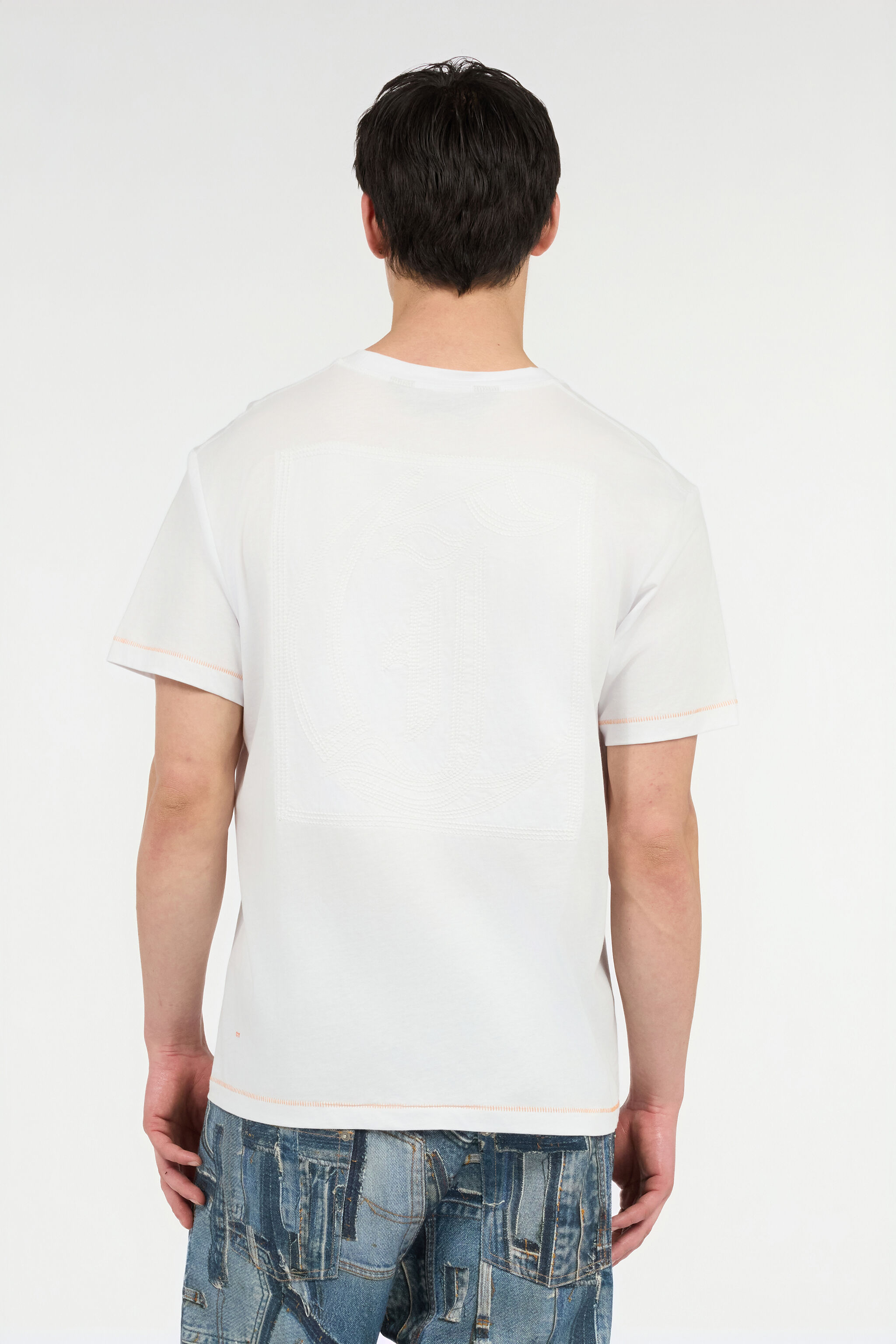 JC T-Shirt With JC Monogram And Contrasting Topstitching WHITE UFT037-UF057