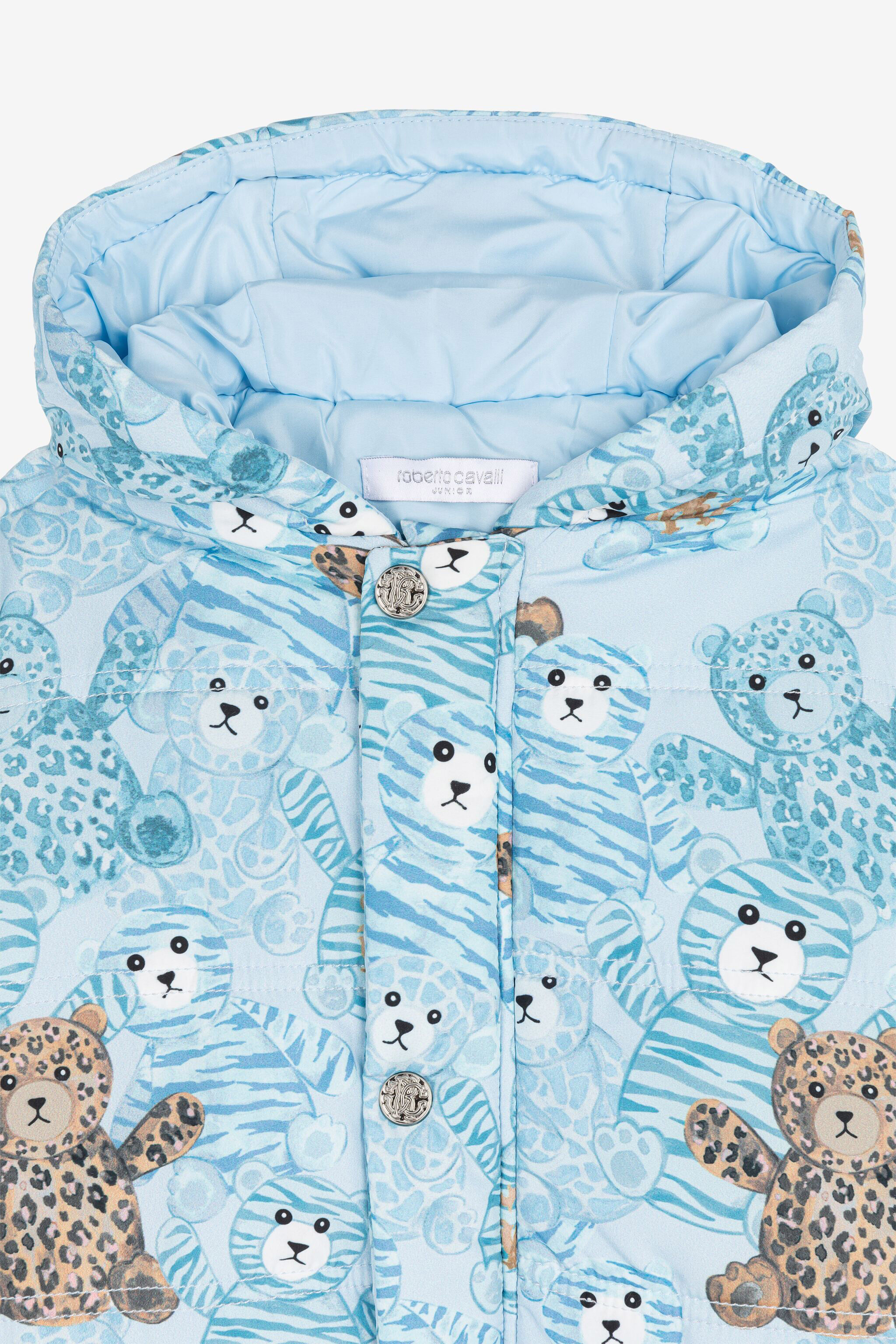 JU Gefütterte Jacke mit Teddy-Print Hellblau RJT403-5RG79