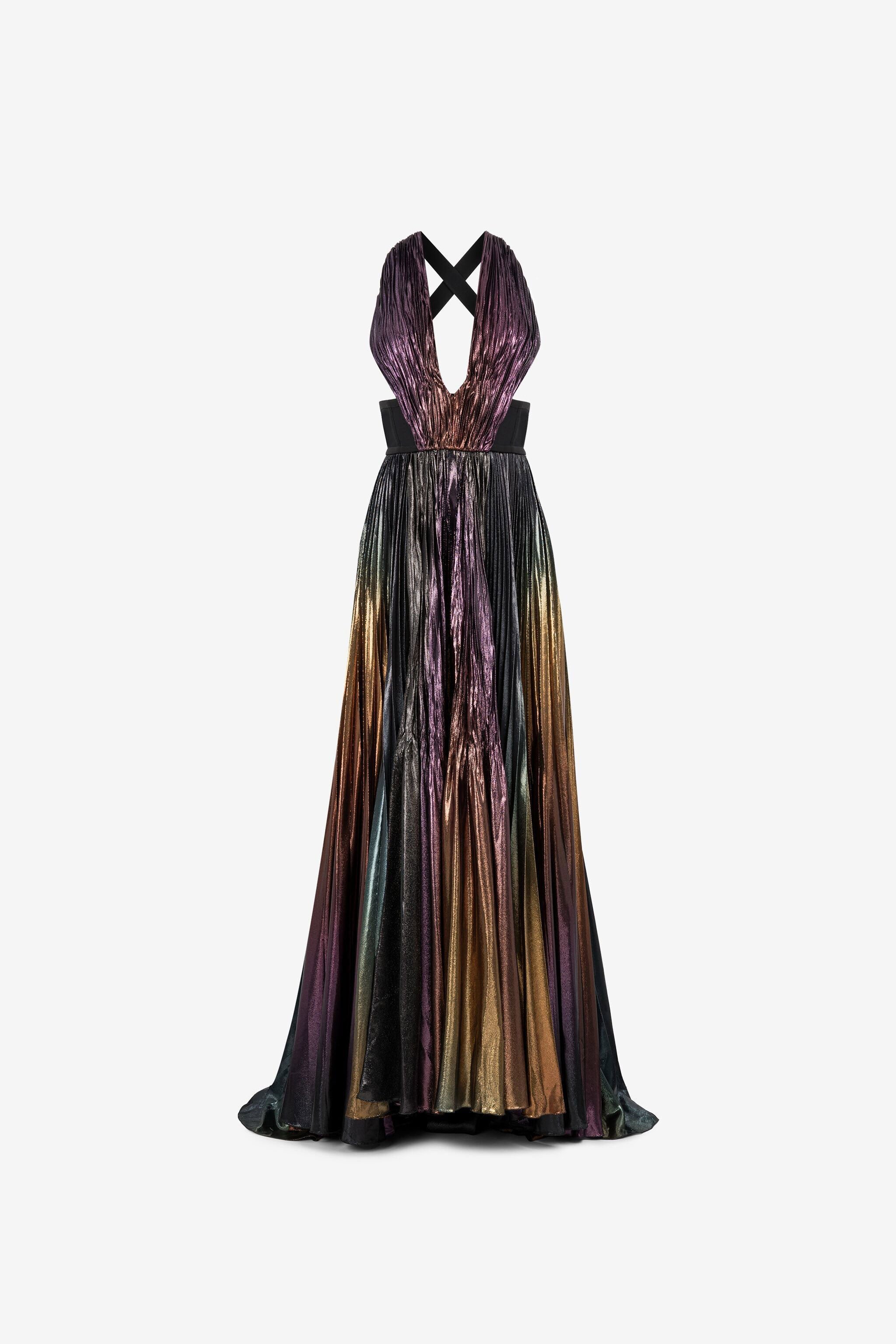 RC Metallic Pleated Maxi Dress MULTICOLOR PQT100-RJ026