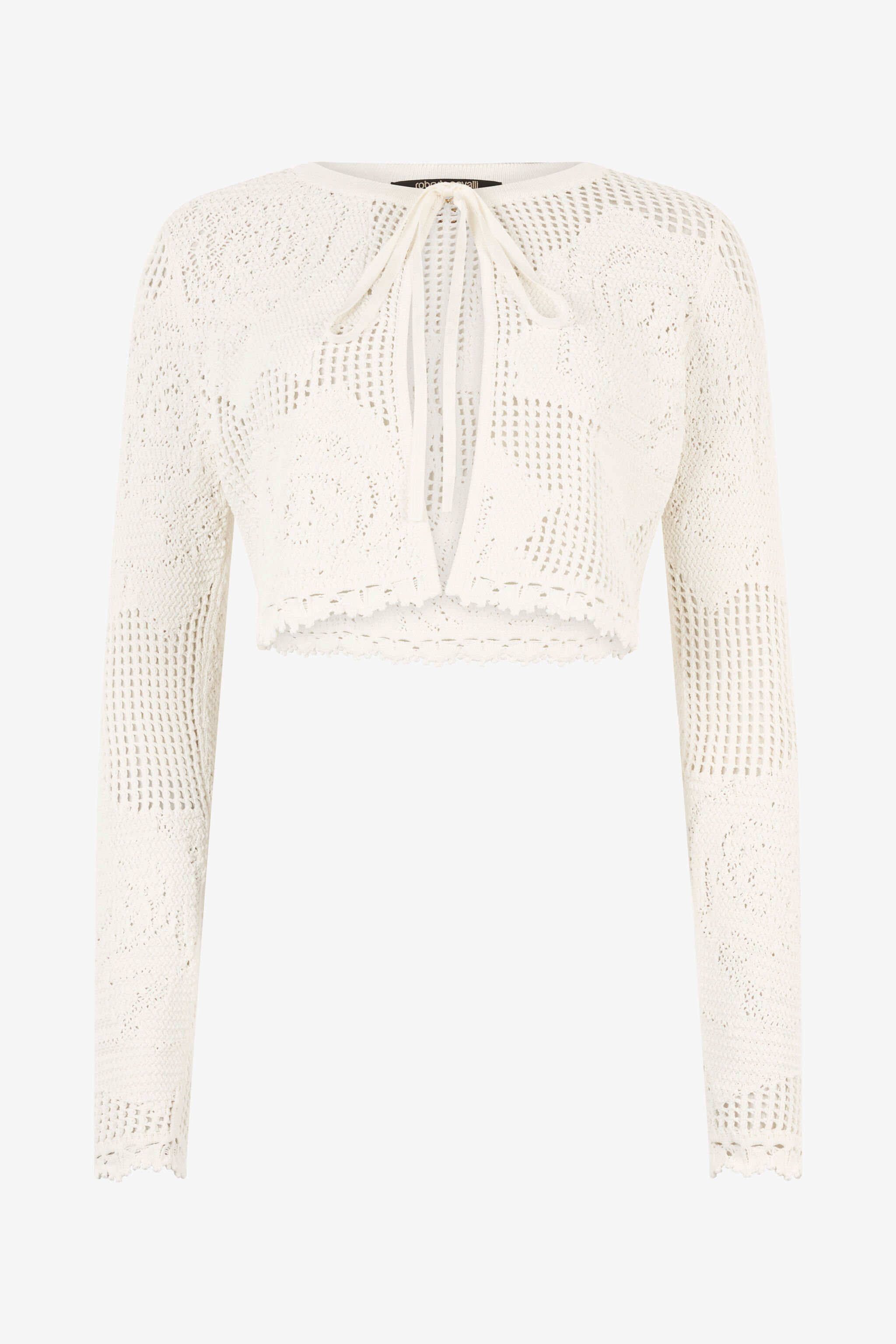 RC Durchbrochener Cropped Cardigan Mit Rosen Elfenbein UKM903-MI001