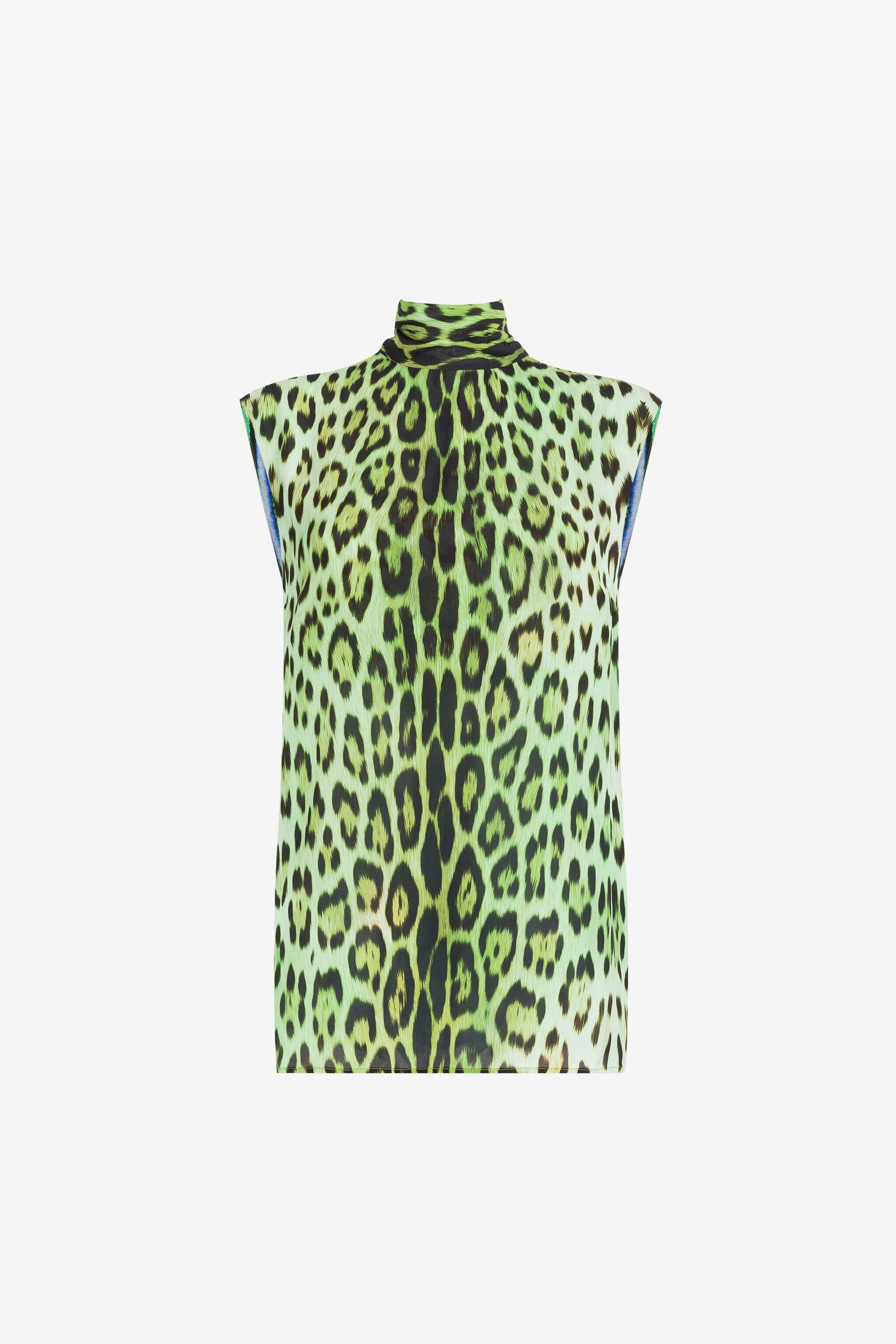RC Jaguar And Exotic Stripe-Print Top Light green QKT641-7HF53