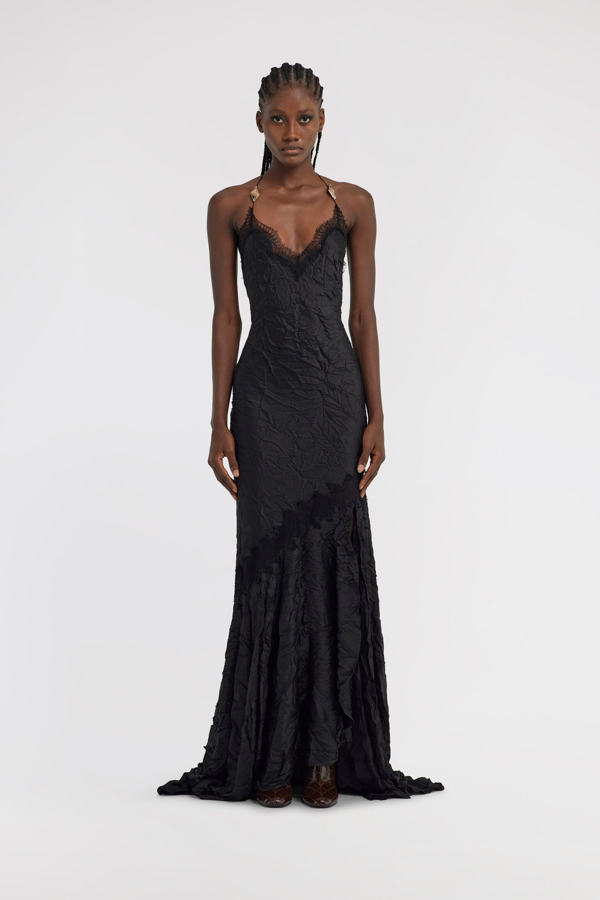 RC Crumpled long dress Black TWT107-RD034