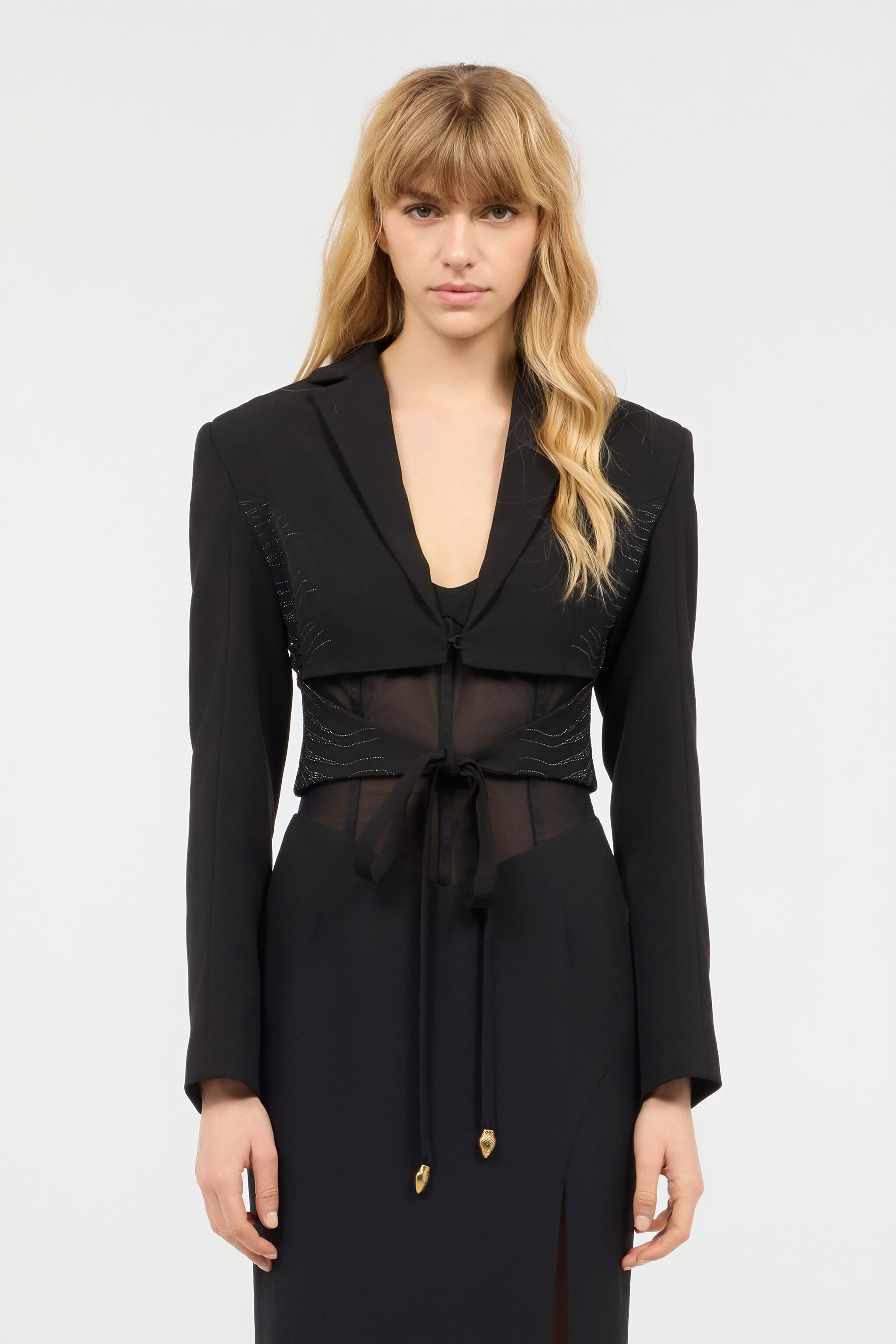 JC Vestido Con Motivo Mini Zebra De Pedrería Negro UFT192-UF258