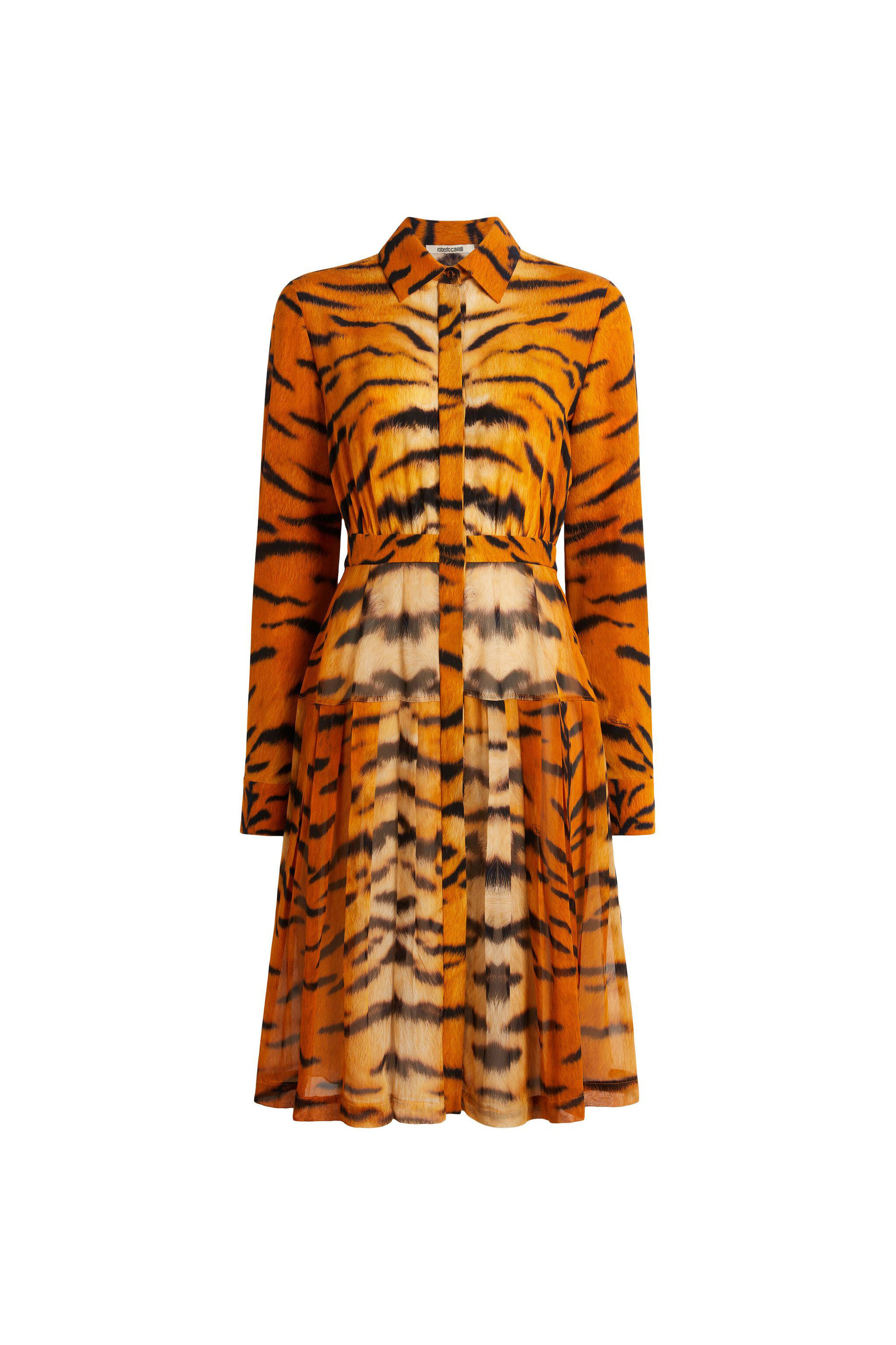 Tiger print midi dress in Orange for Women Roberto Cavalli