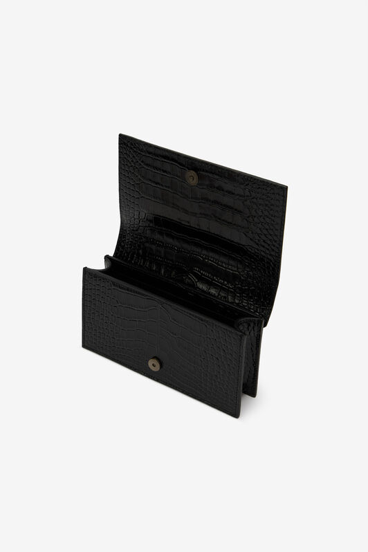 RC Schwarze Tasche in Kroko-Optik mit Monogram RC BLACK ROB00D-PZ037