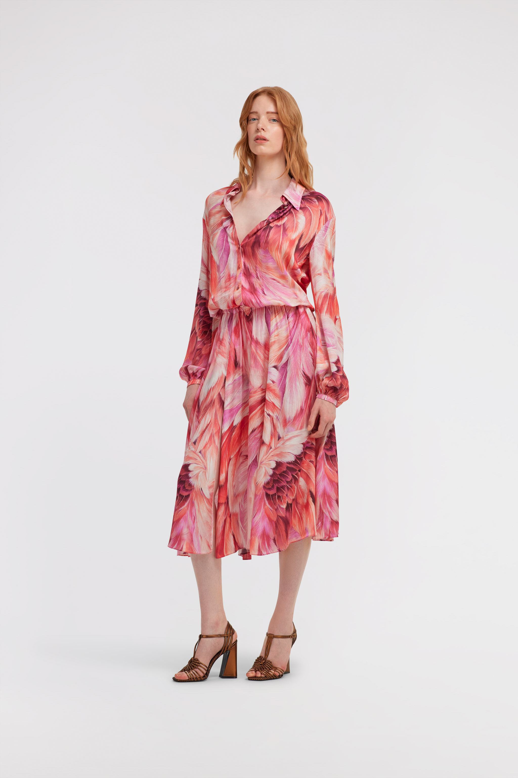 RC Long dress Plumage print Fuchsia SWT117-6DL71