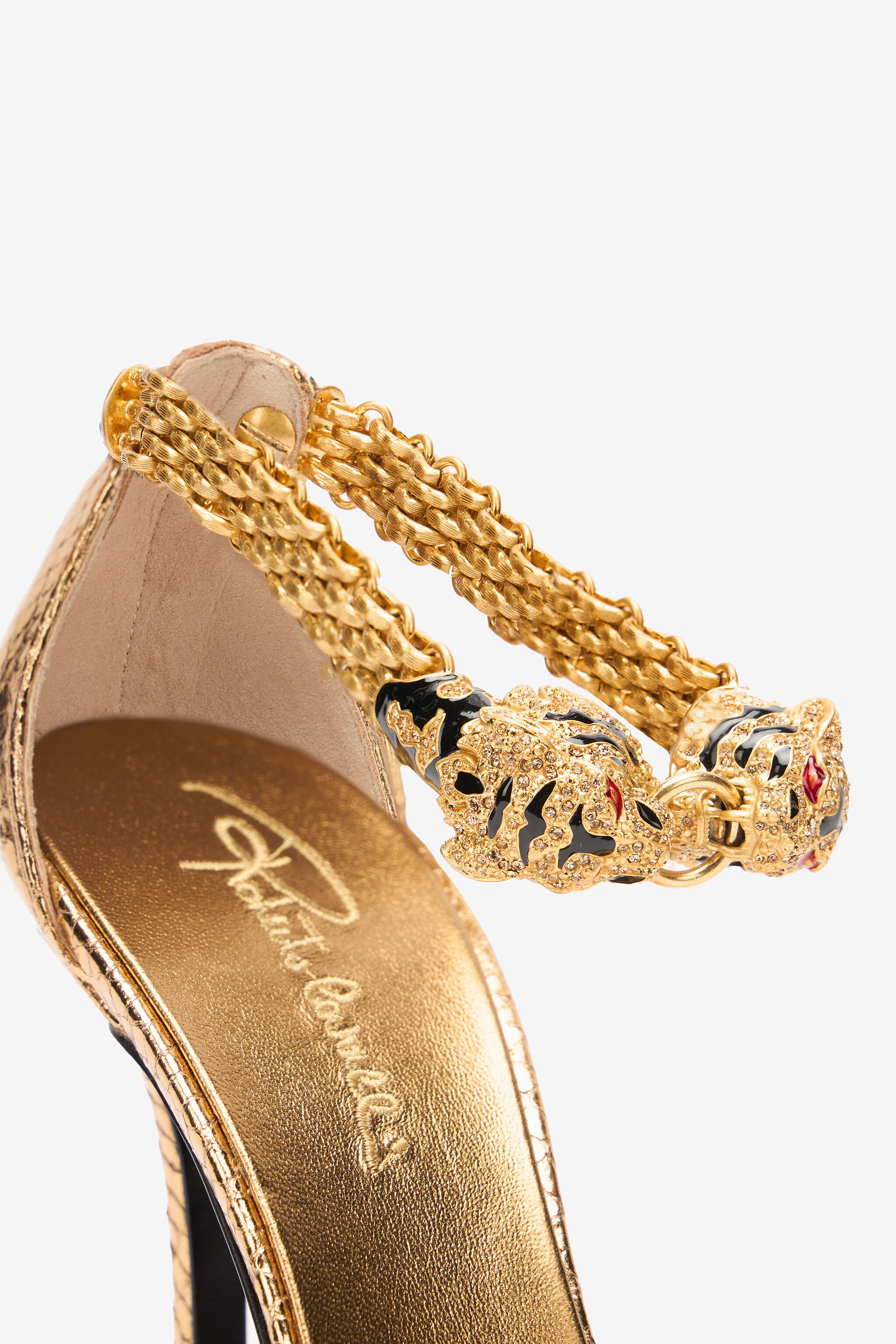 RC Sandals With Heel And Bejeweled Tigers Gold UKS030-PZ579
