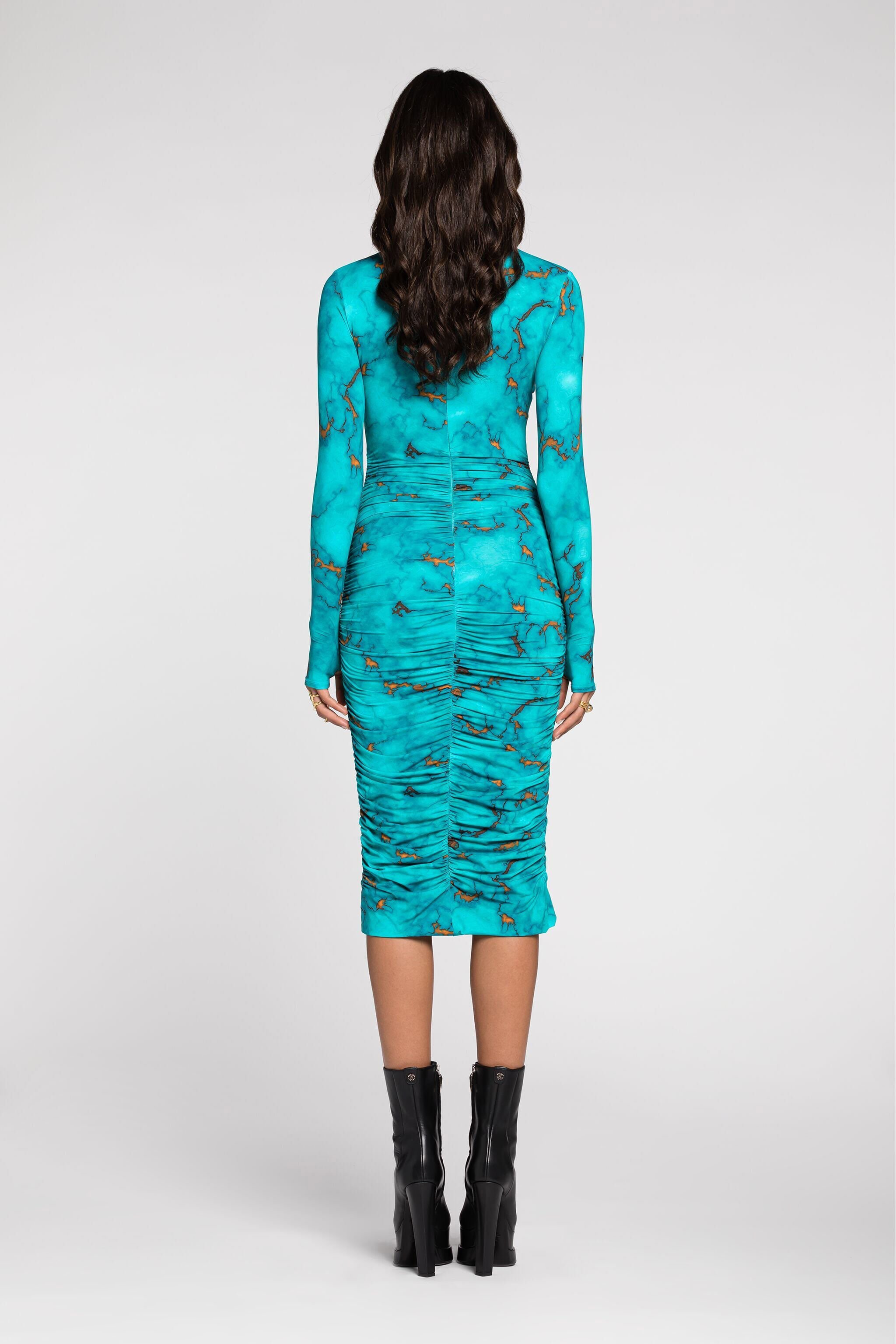 RC Marble-print bodycon midi dress Light blue RKT113-LNH62