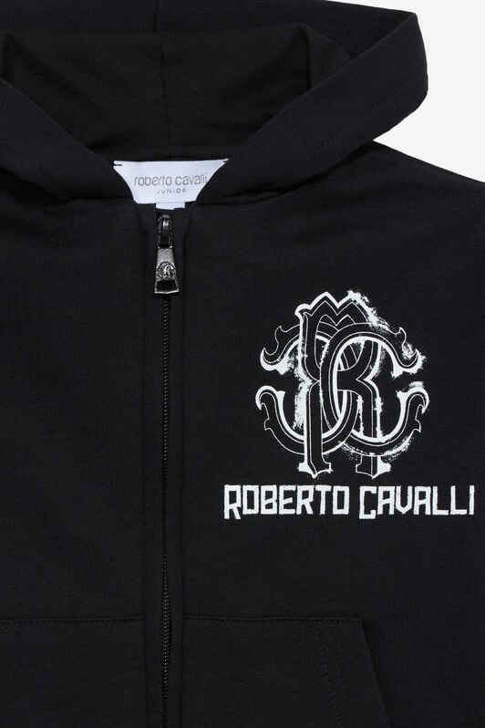 JU Black Sweatshirt With Zebra Print And Monogram RC BLACK UJT68B-CF050