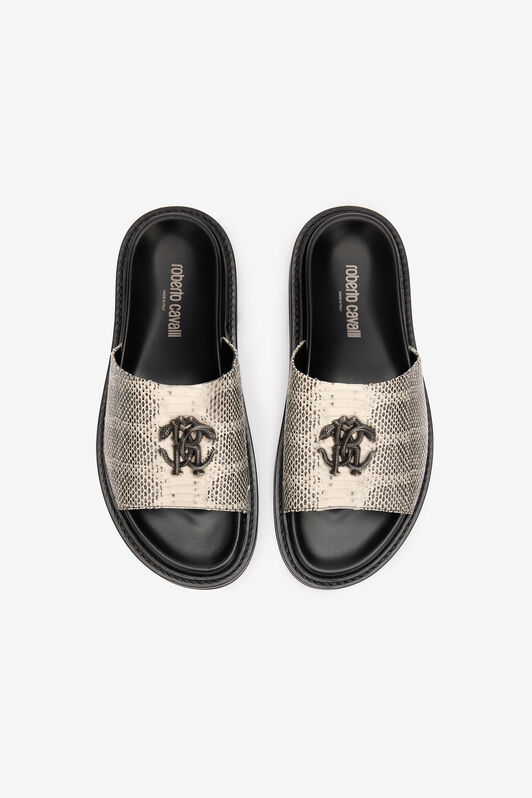 RC Slides With Cobra Print And Mirror Snake Monogram Black/White URS031-PZU07