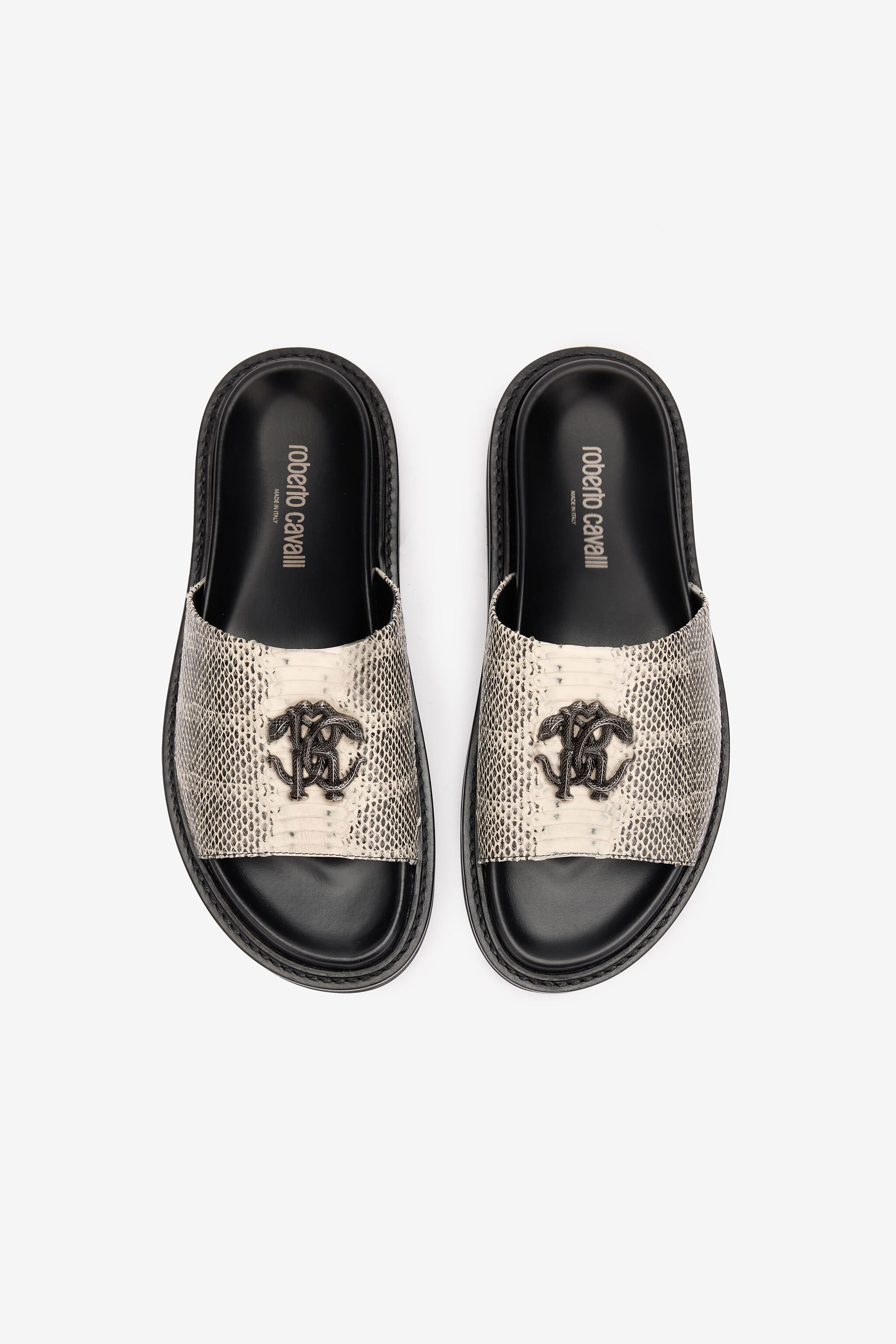 RC Slides With Cobra Print And Mirror Snake Monogram Black/White URS031-PZU07