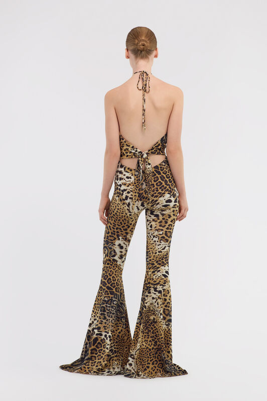 RC Jumpsuit with Jaguar Skin print Light Brown SKT128-LNG34