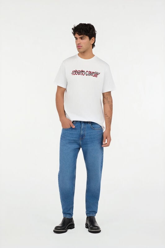 RC White T-Shirt With Embroidered Snake Logo WHITE ROT60C-JD065