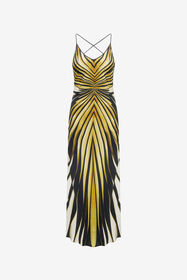 ${brand} Ray Of Gold Print Silk Dress ${colorDescription} ${masterID}