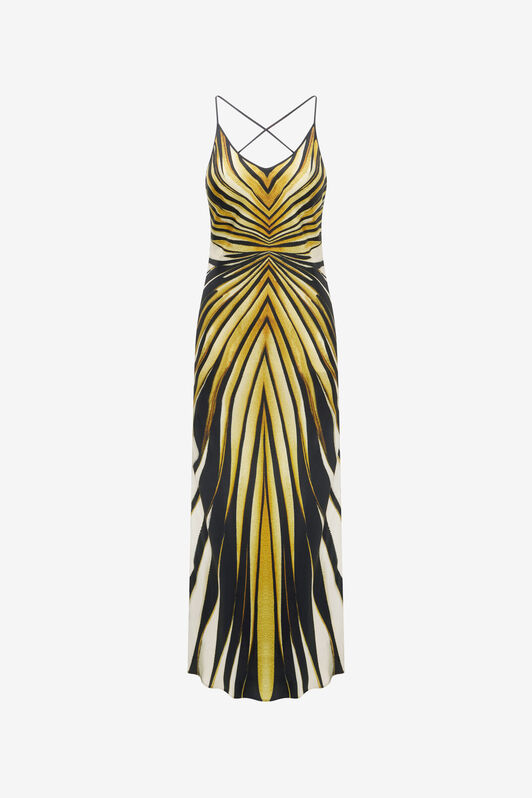 RC Ray Of Gold Print Silk Dress Gold TKT102-4QM33