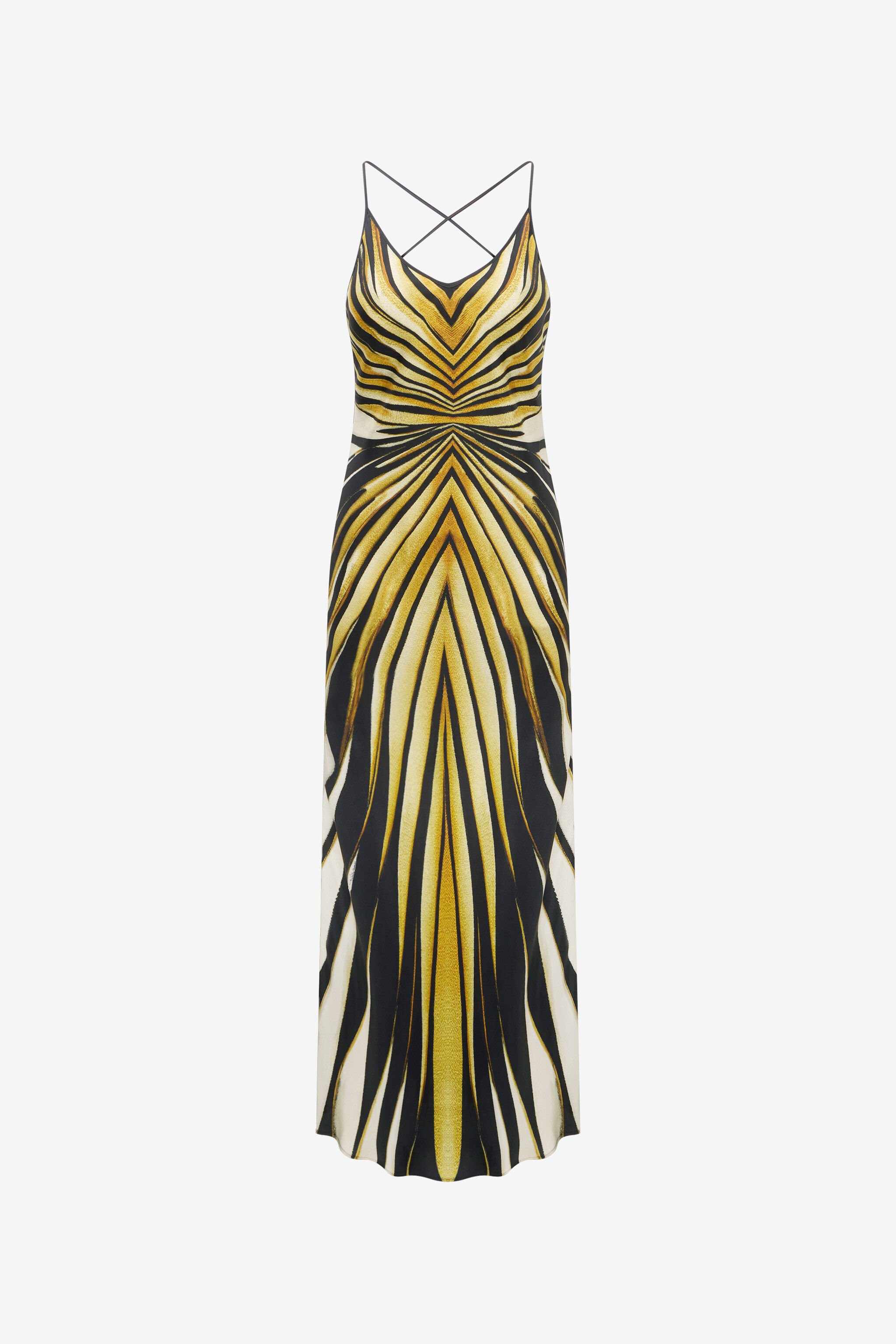 RC Ray Of Gold Print Silk Dress Gold TKT102-4QM33