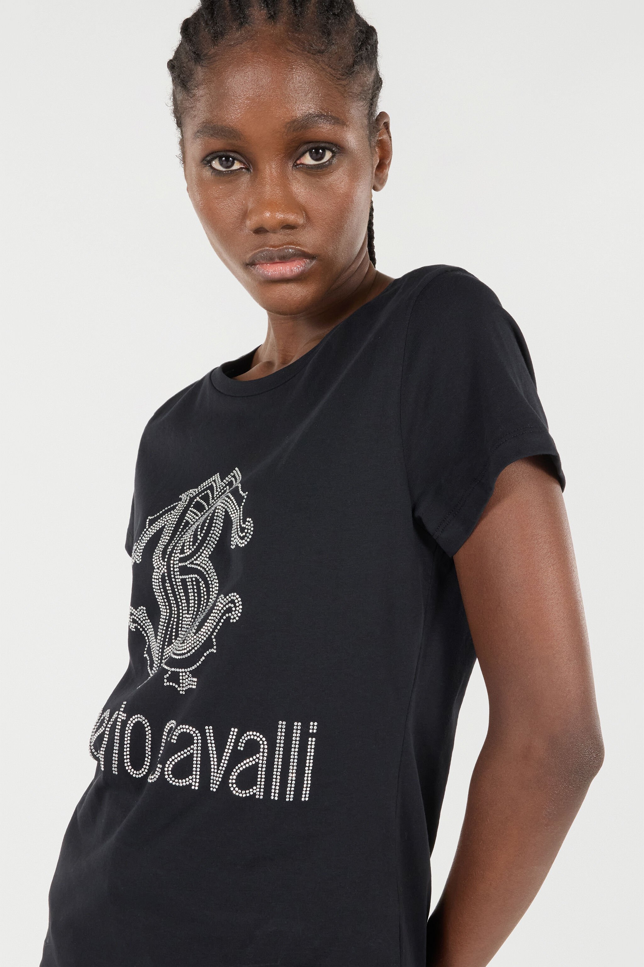 RC T-Shirt Con Monogram RC E Logo Con Borchie Nero OOT60B-JD060
