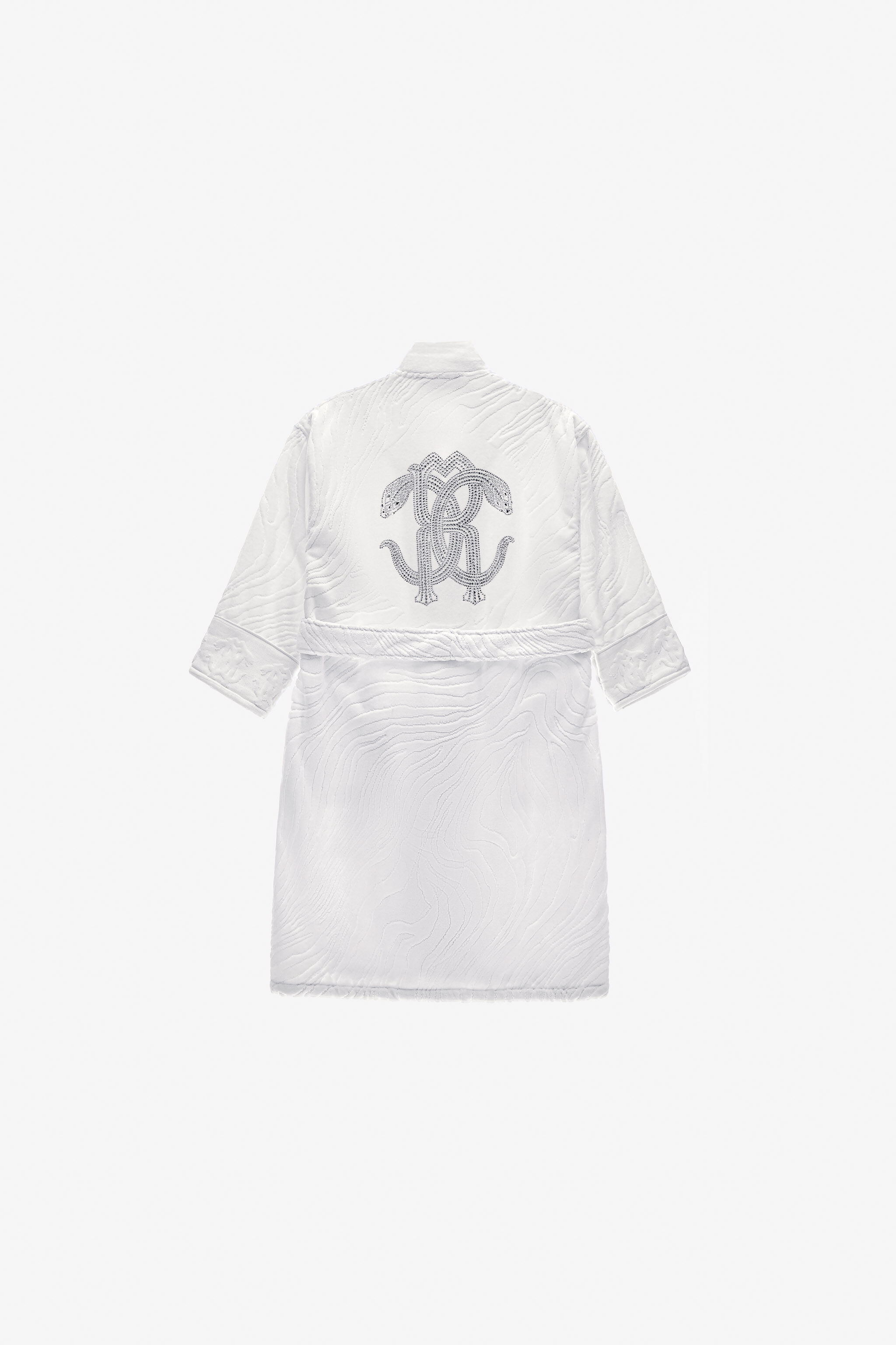 HO Crystal Snakes terry cotton bathrobe. White RALM39-IM039
