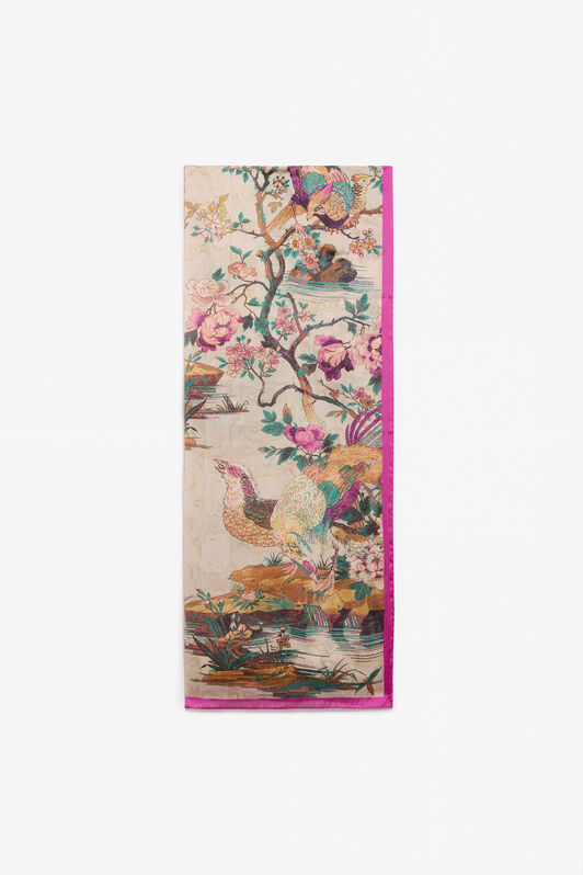 RC Estola Con Estampado Oriental Bird BEIGE/MULTICOLOR VKI004-CTP76