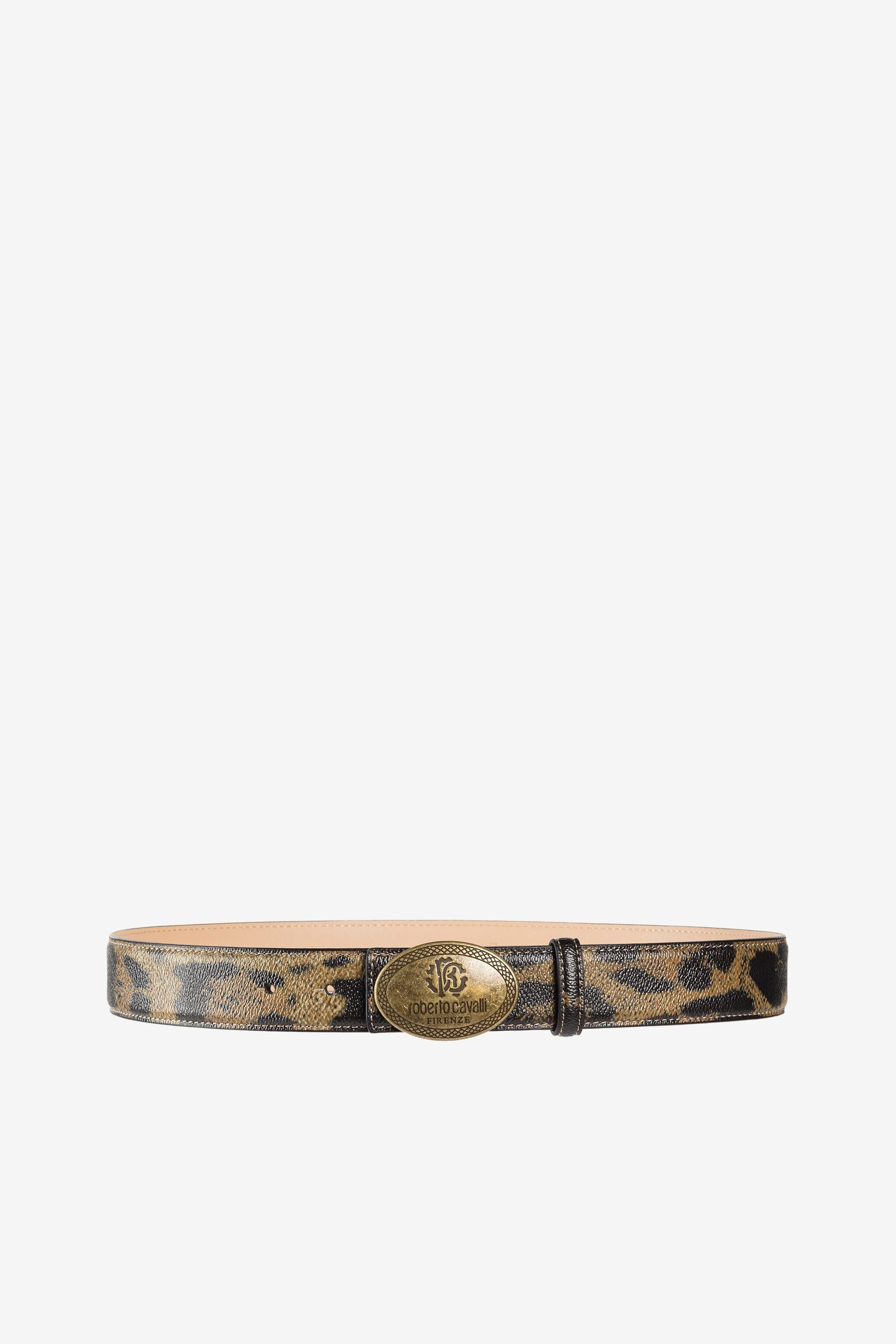 RC Leopard-Print RC Monogram Belt Brown/Black JSC002-ABO01