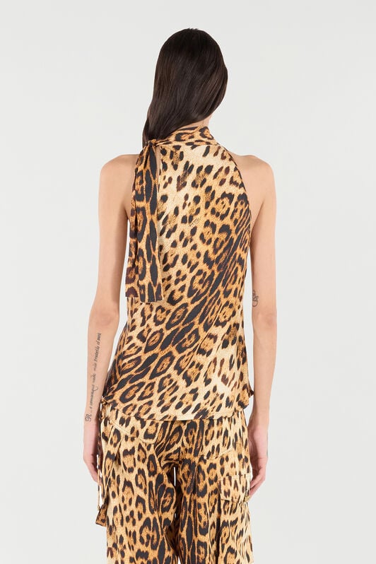 RC Halter Top with Jaguar Skin Print RC Halter Top with Jaguar Skin Print Brown VKT611-LXP73