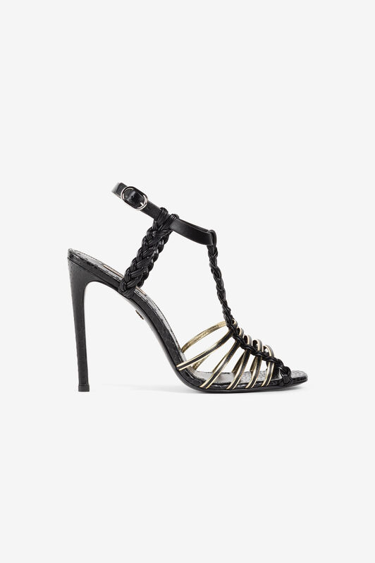 RC Snakeskin-print multi-strap sandals Black QKS018-PZI00