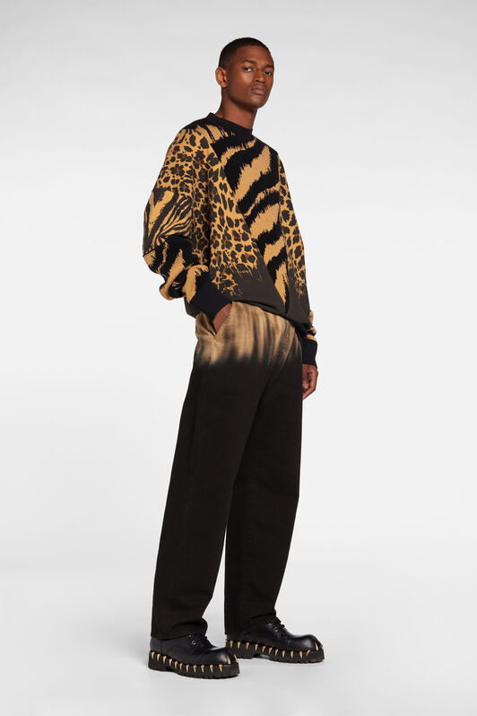 RC Maglione jacquard con motivi animalier PEANUT BUTTER/ BLACK NNM617-CF062