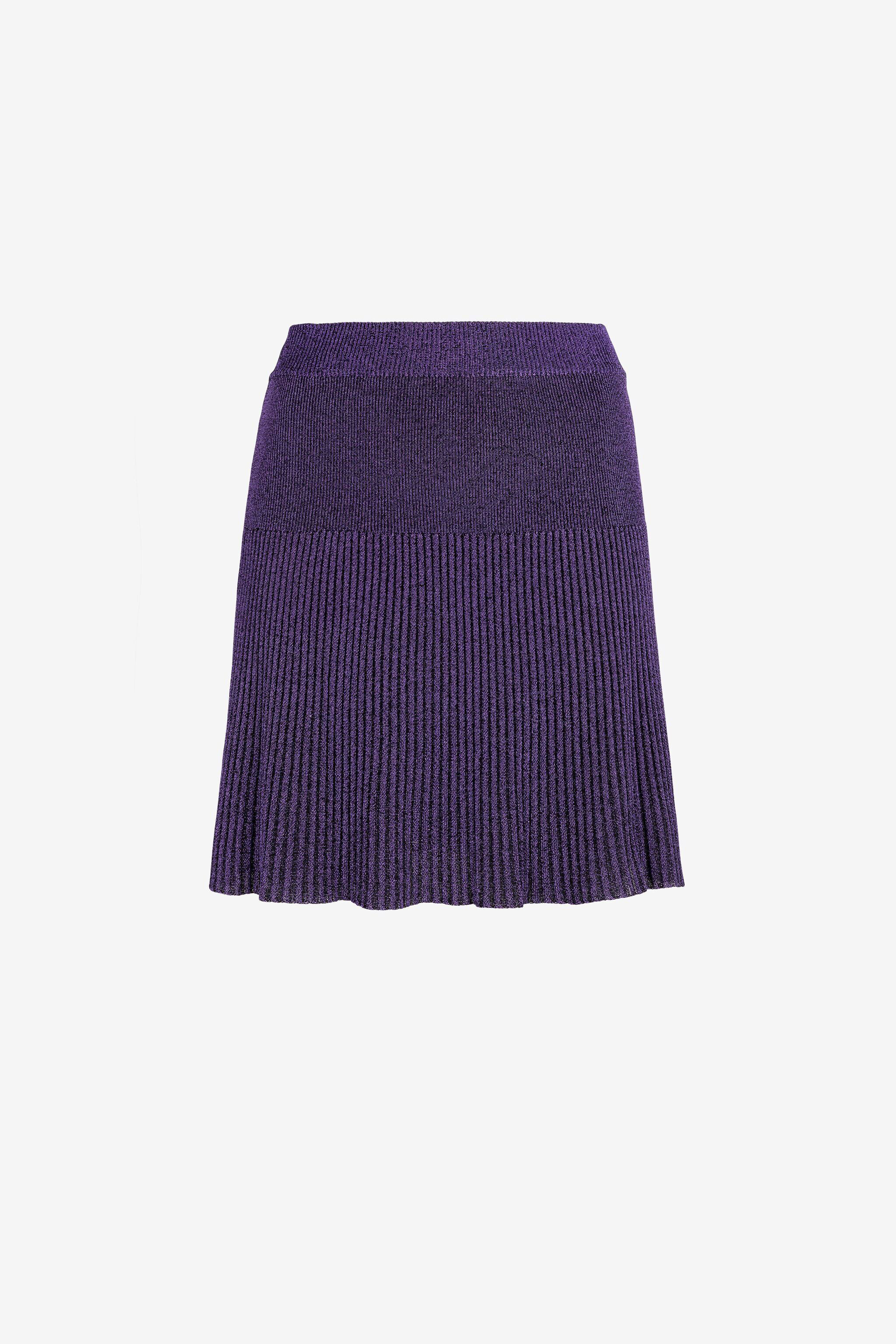 RC Metallic Ribbed-Knit Mini Skirt PURPLE PQM300-MO007
