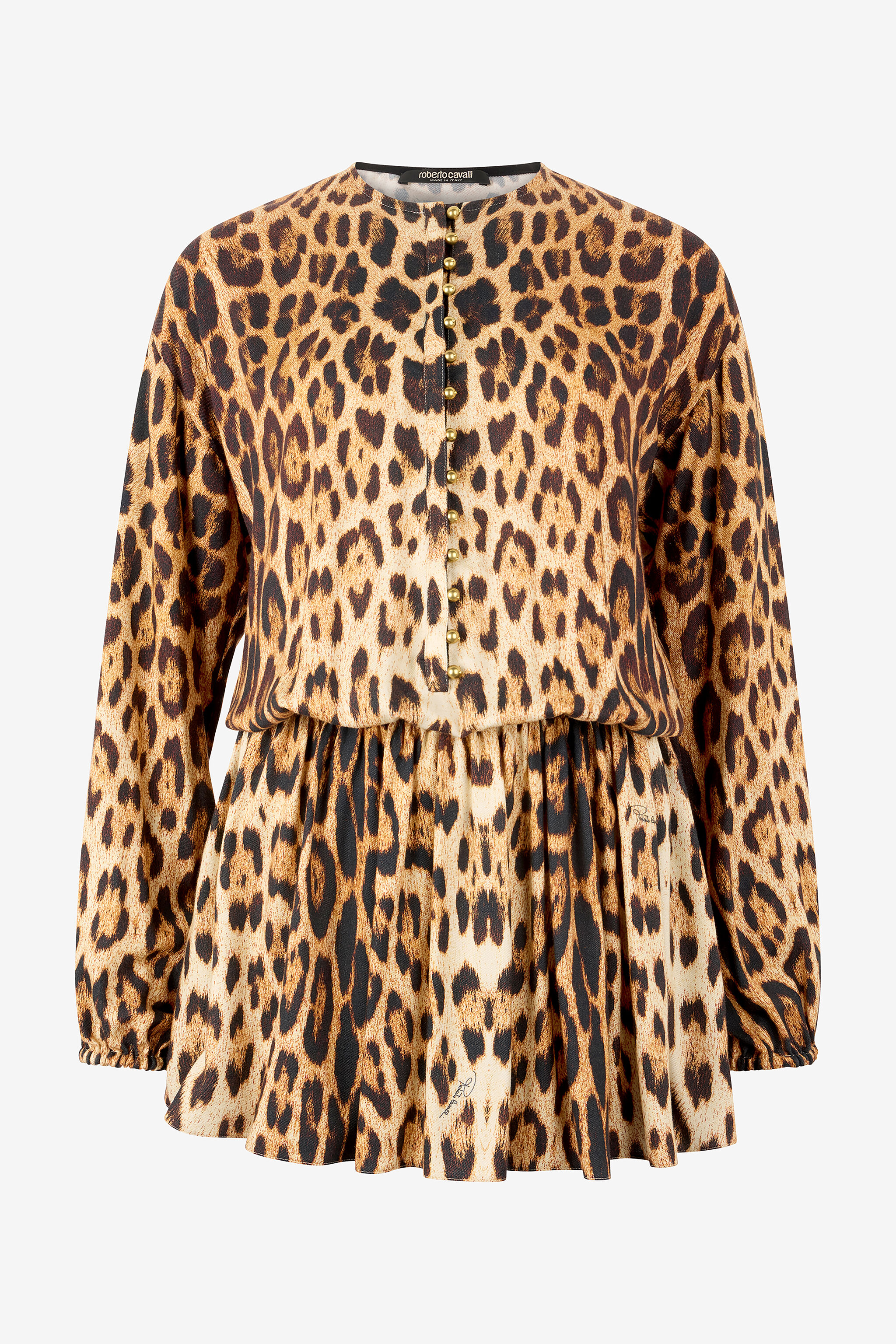 RC Short Dress with Jaguar Skin Print Brown VKT131-LXP73