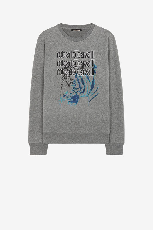 RC Logo And Tiger-Print Sweatshirt Gray JST65D-CF054