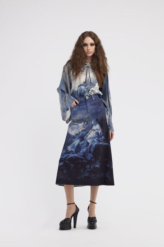 RC Skirt with Denim Wild Leda print Dark blue RWJ303-DSI16