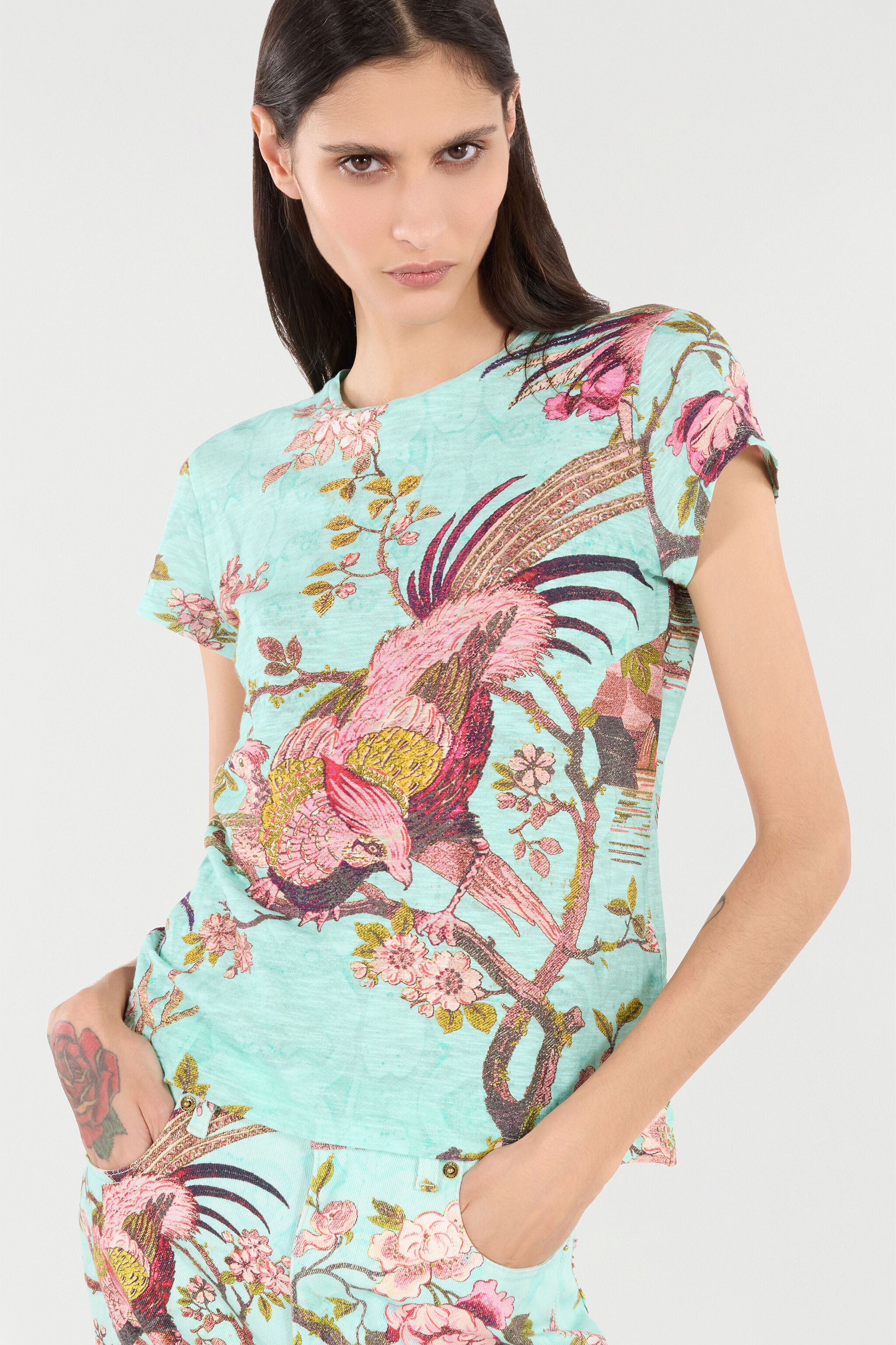 RC T-Shirt with Naturalistic Print Blue/Pink VKT61A-3DP76