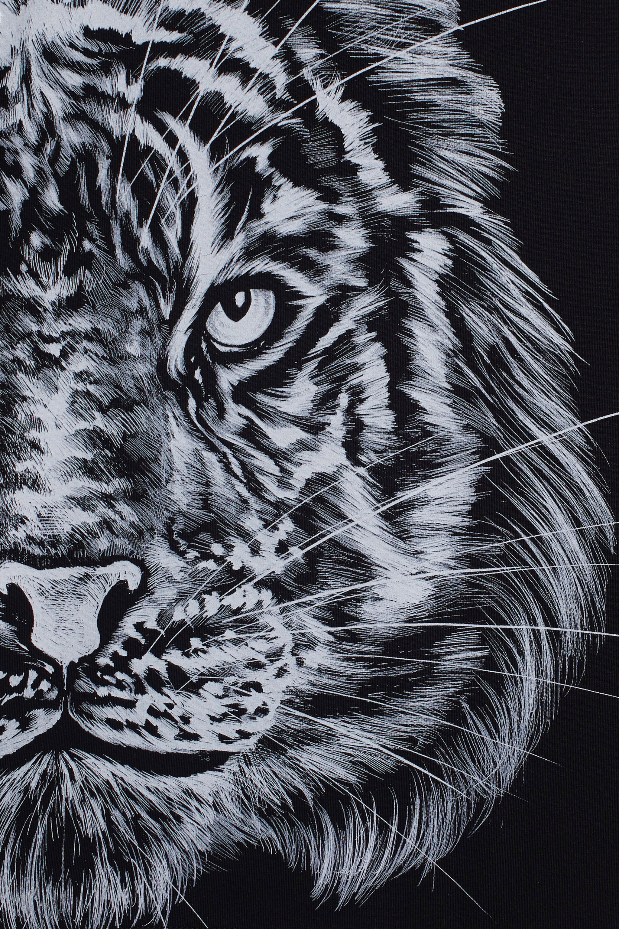 JU Black Tiger print T-shirt BLACK IJT674-JV025