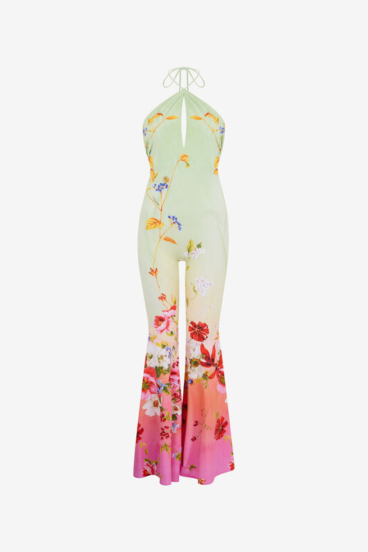 RC Miami Flowers Print Jumpsuit GREEN/FUCHSIA WQT145-LNR32