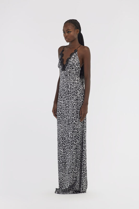 RC Slip dress with Leopard print Gray NOT10E-FXM81