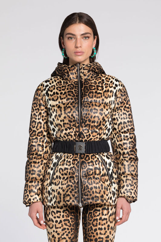 RC Jaguar-Print Padded Jacket Light Brown RKT804-SRH26