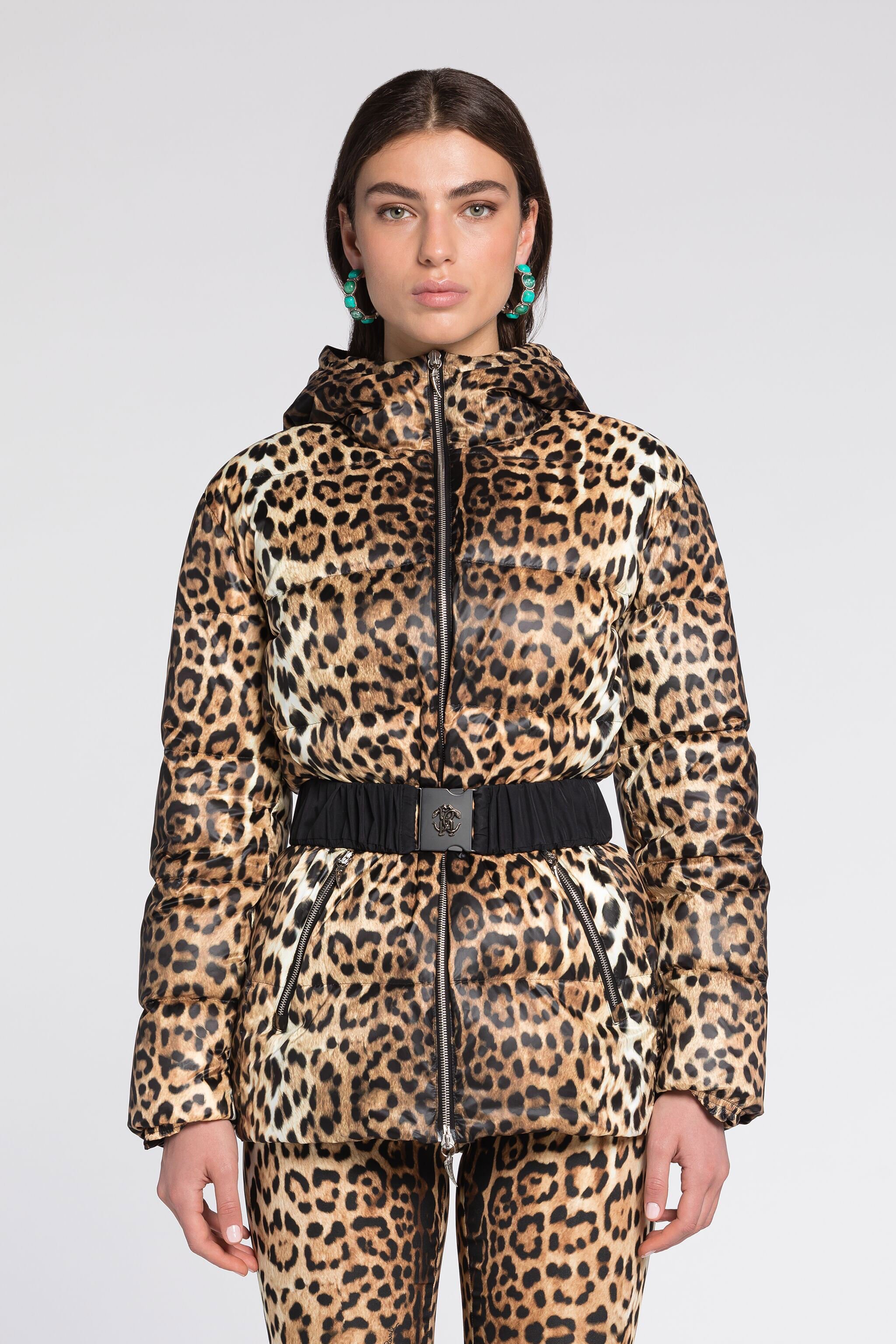 RC Jaguar-Print Padded Jacket Light Brown RKT804-SRH26