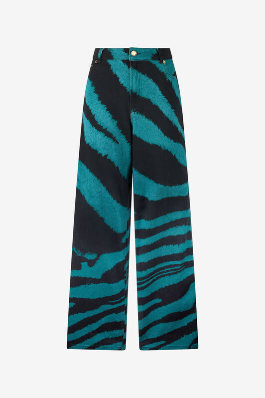 RC Loose fit jeans with Zebra Tribute print Blue UWJ207-DAP26