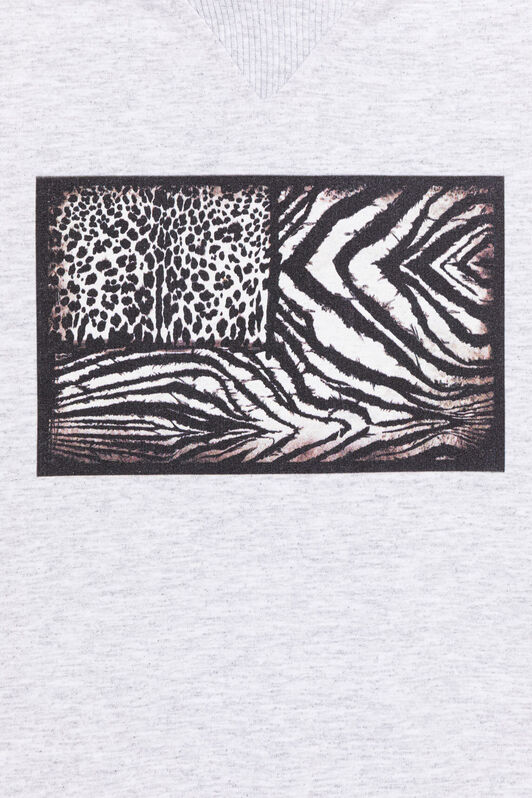 JU Kapuzensweatshirt mit animalischem Patchwork-Print Grau PJT972-CF050
