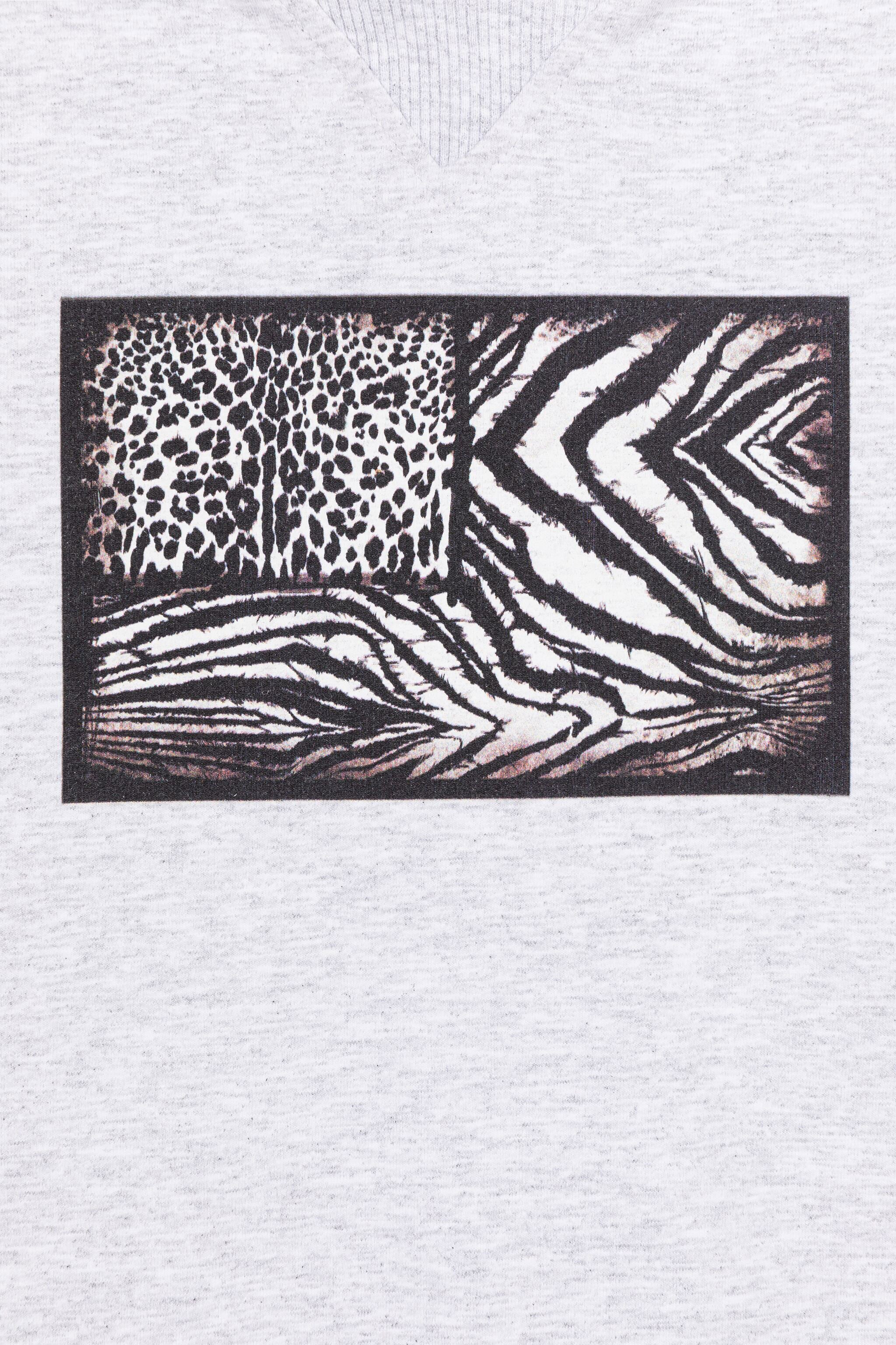 JU Kapuzensweatshirt mit animalischem Patchwork-Print Grau PJT972-CF050