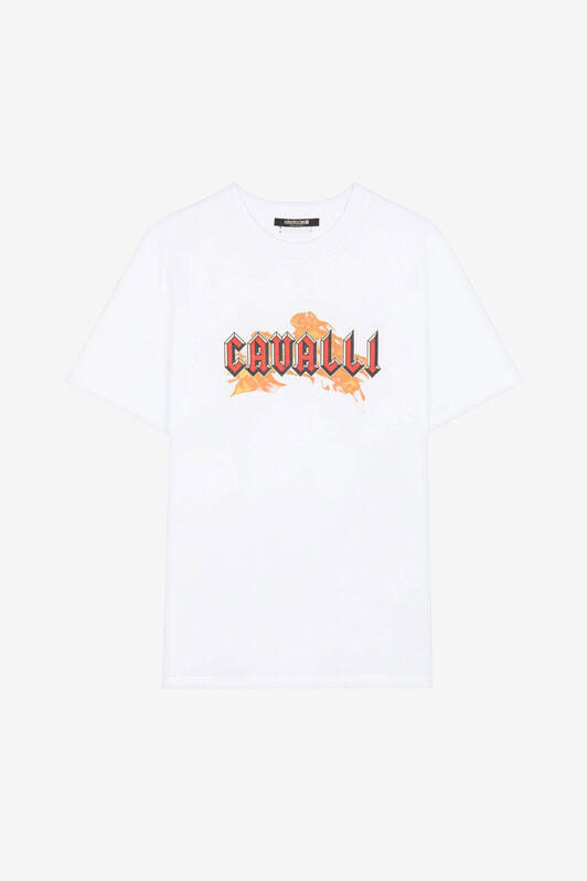 RC Flame Logo-Print Cotton T-Shirt RC Flame Logo-Print Cotton T-Shirt White PRT60C-JD060