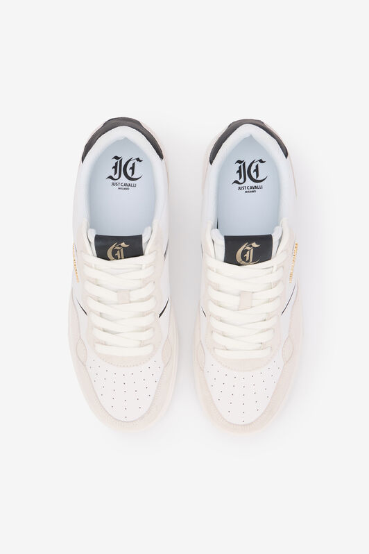 JC Baskets Blanches en Cuir avec Empiècements en Daim WHITE UFS016-UF291