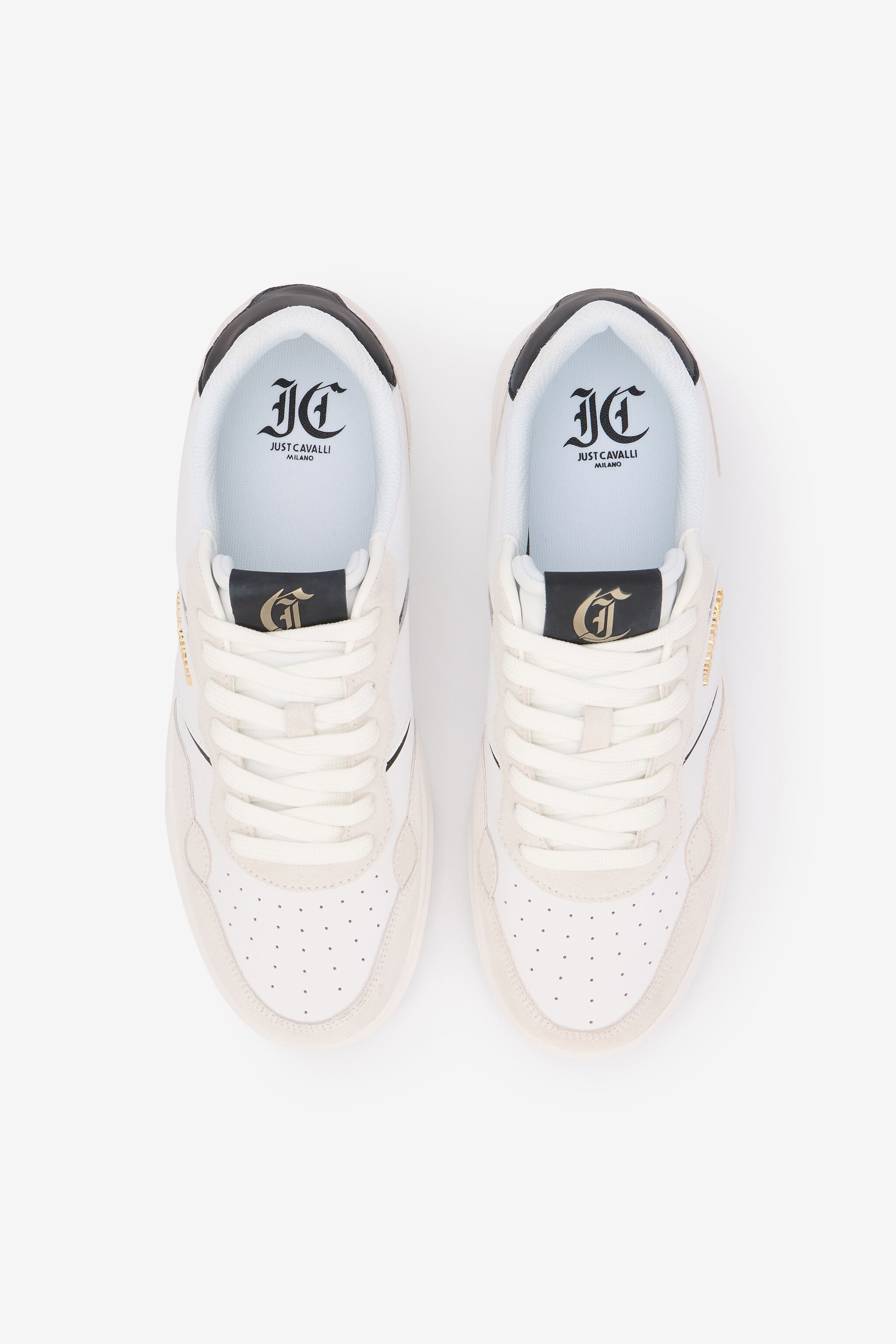 JC Baskets Blanches en Cuir avec Empiècements en Daim WHITE UFS016-UF291