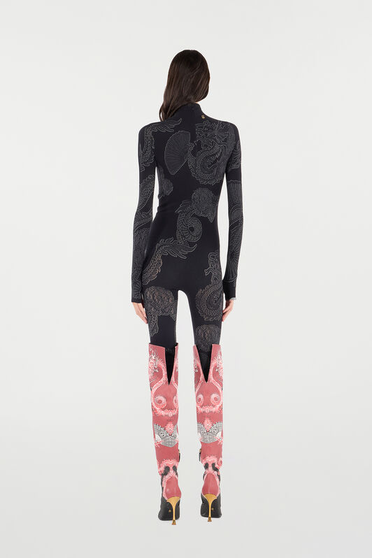RC Jumpsuit with Openwork Pattern Noir VKT10B-MA001