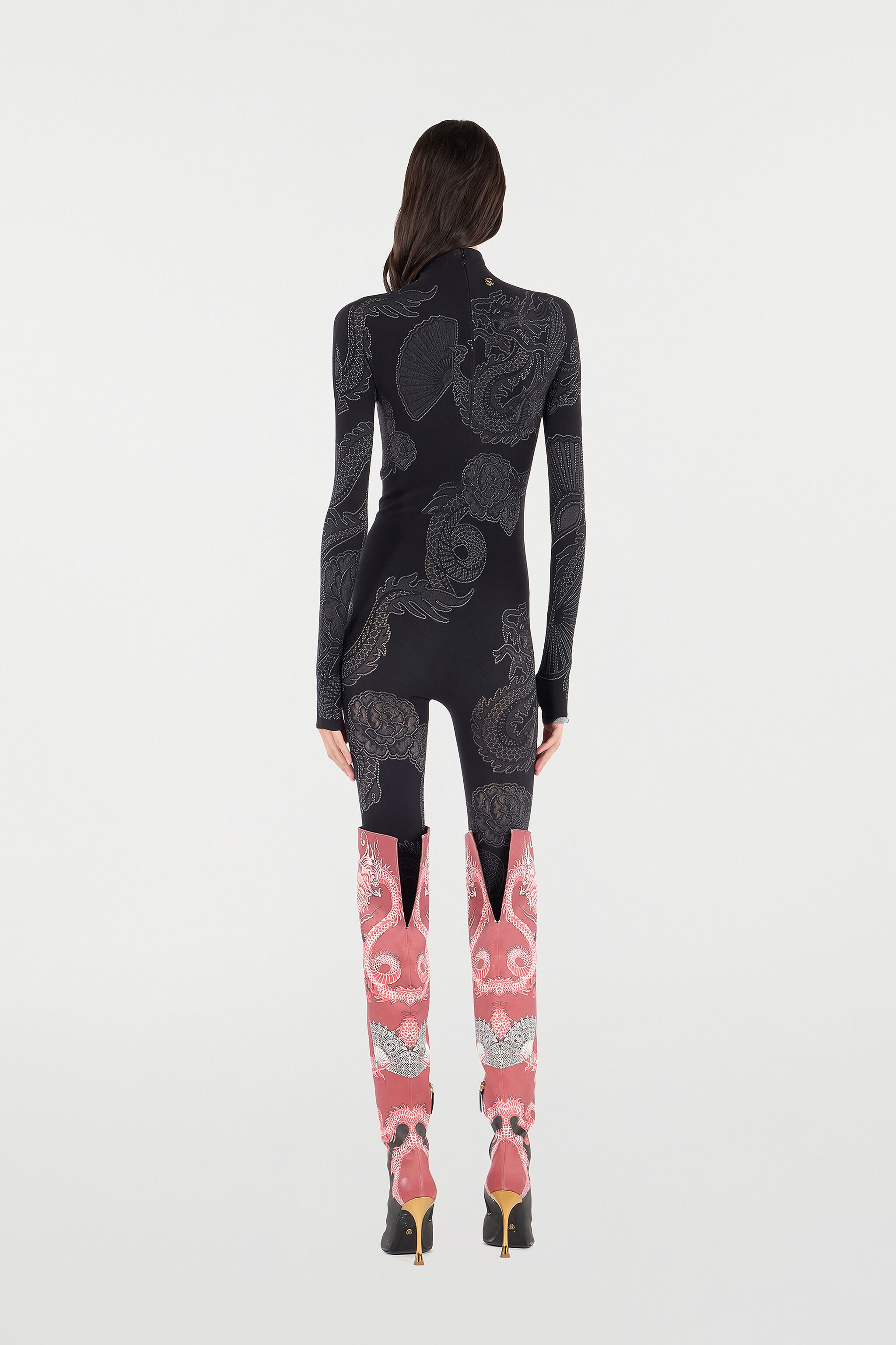 RC Jumpsuit with Openwork Pattern Noir VKT10B-MA001